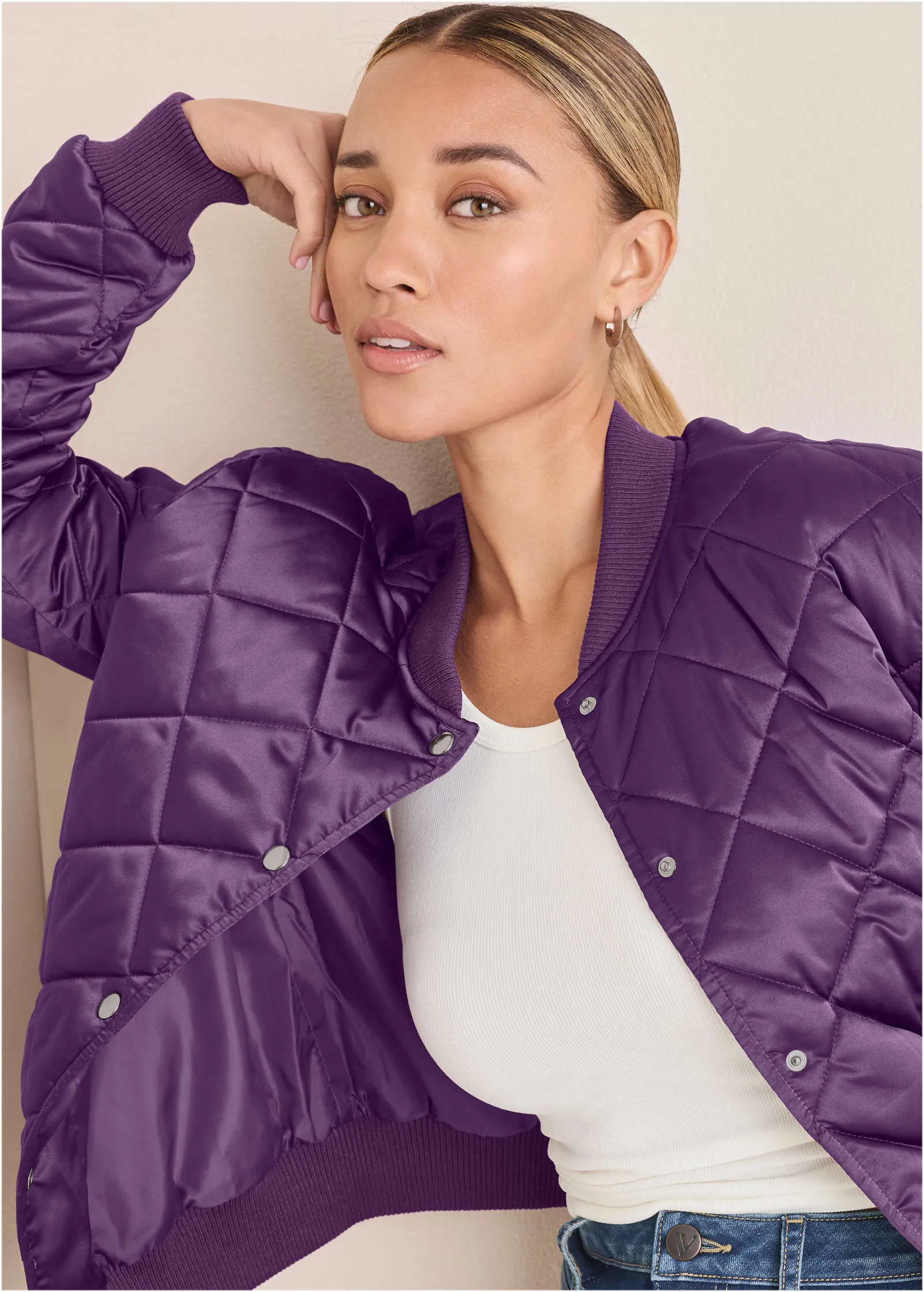 Quilted Bomber - Purple sold by VENUS