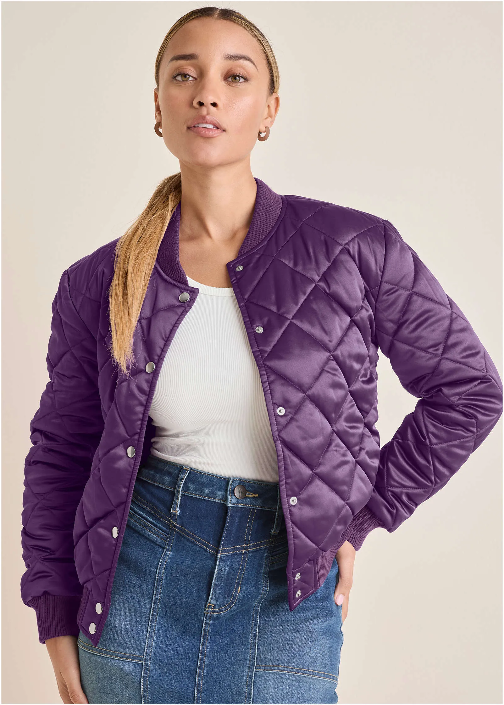 Quilted Bomber - Purple sold by VENUS product image thumbnail 2