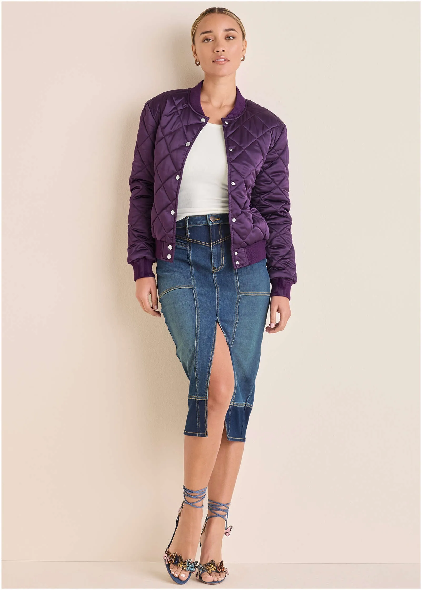Quilted Bomber - Purple sold by VENUS product image thumbnail 3