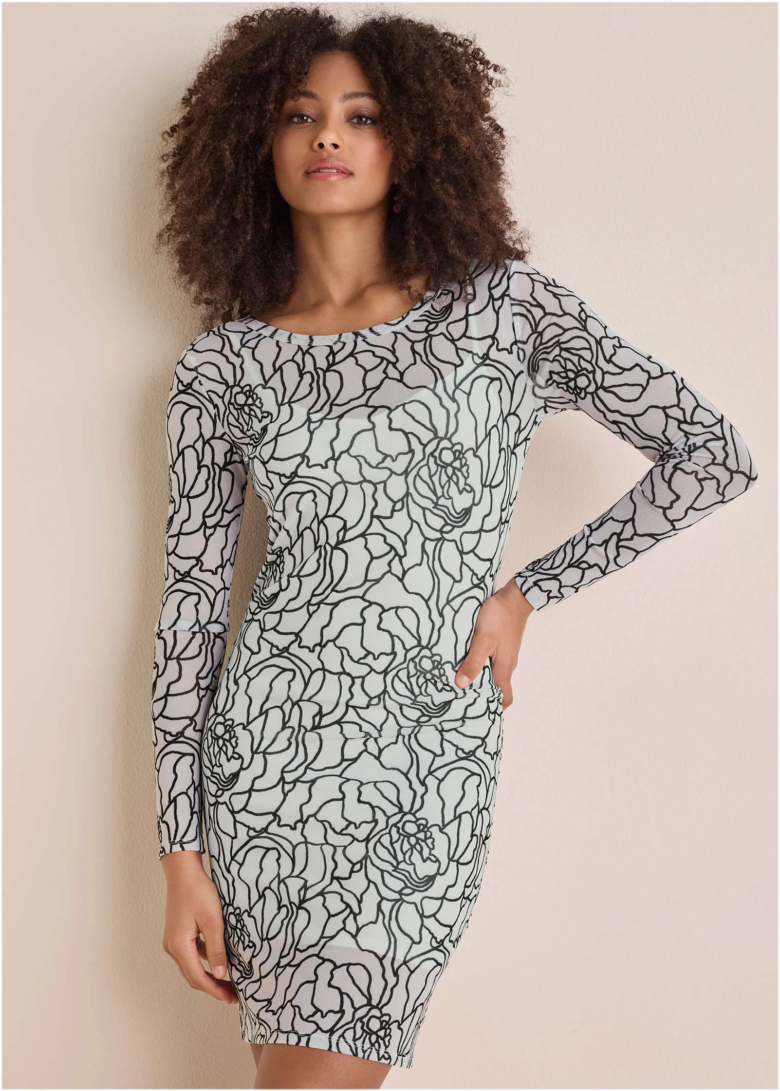 Long Sleeve Mesh Mini - Linear Rose sold by VENUS