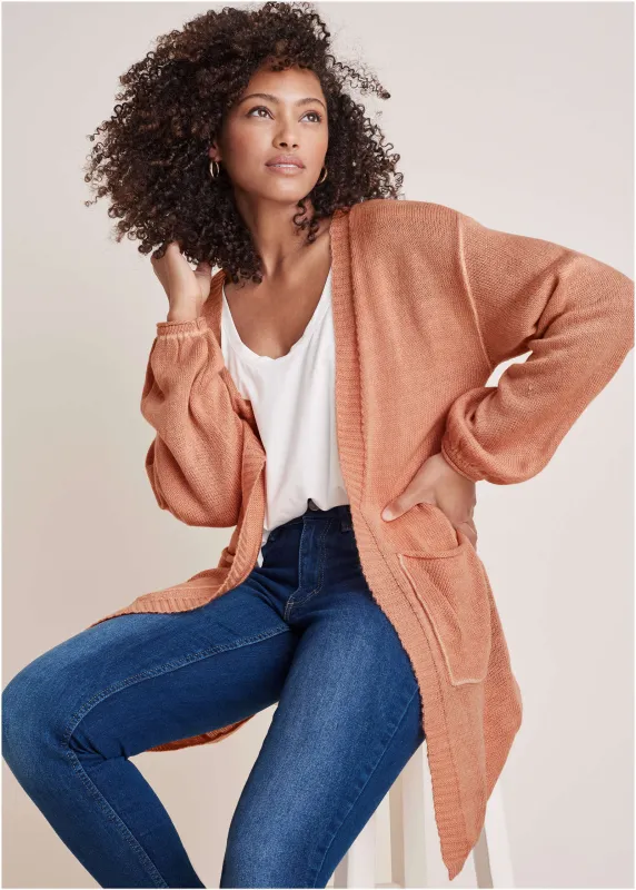 Contrast Stitch Cardigan - Dusty Rose sold by VENUS