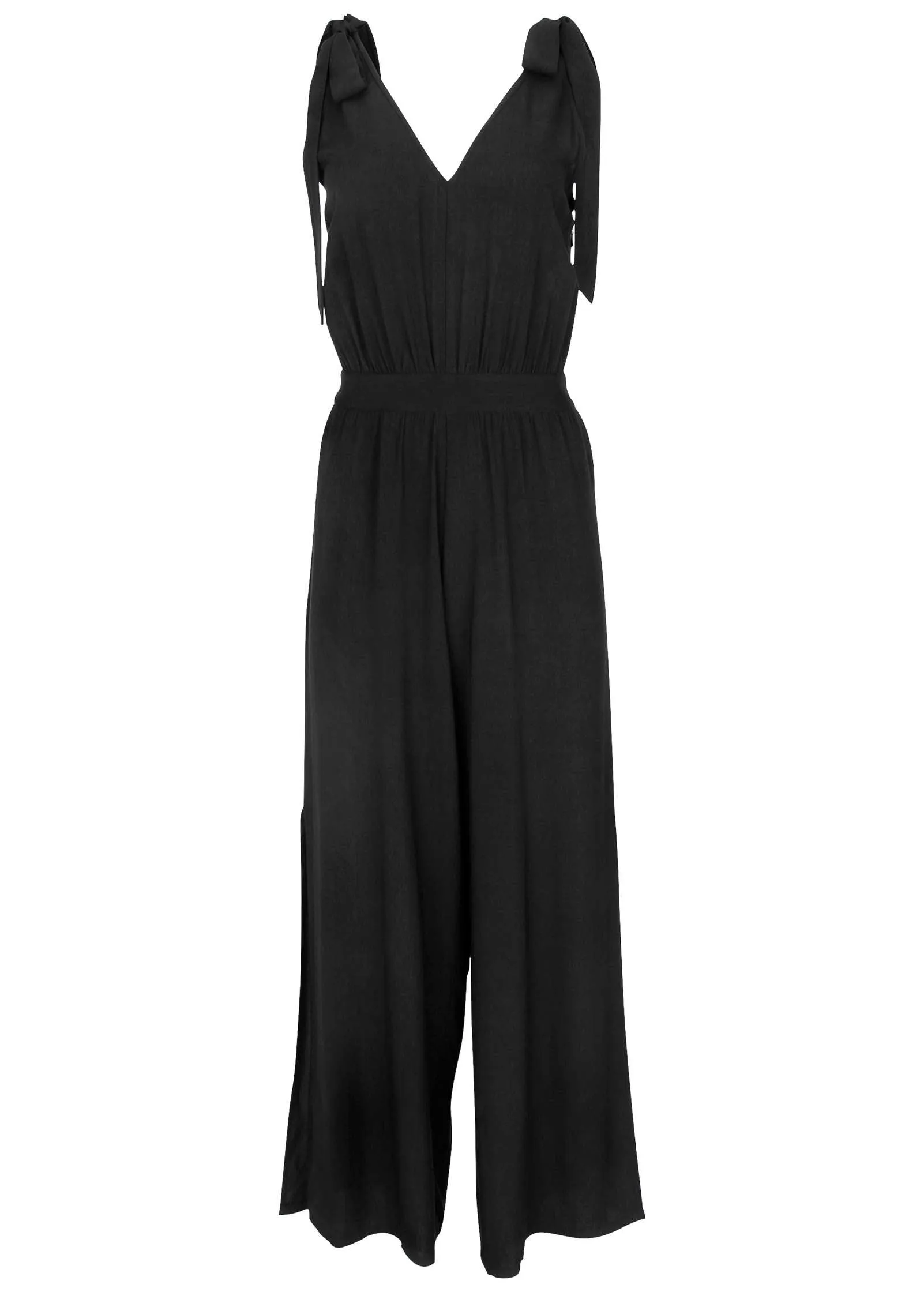Tie-Strap Wide Leg Jumpsuit - Jet Black sold by VENUS product image thumbnail 5