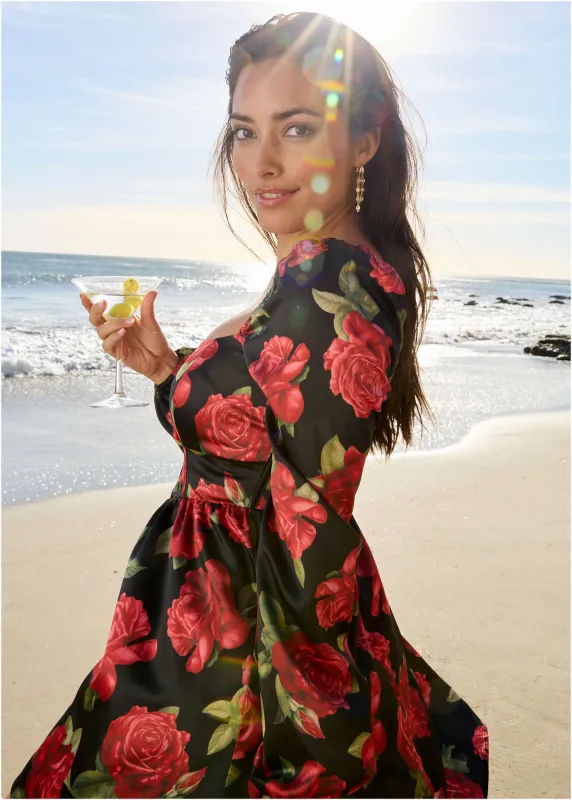 Corset Mini Dress - Antique Roses sold by VENUS