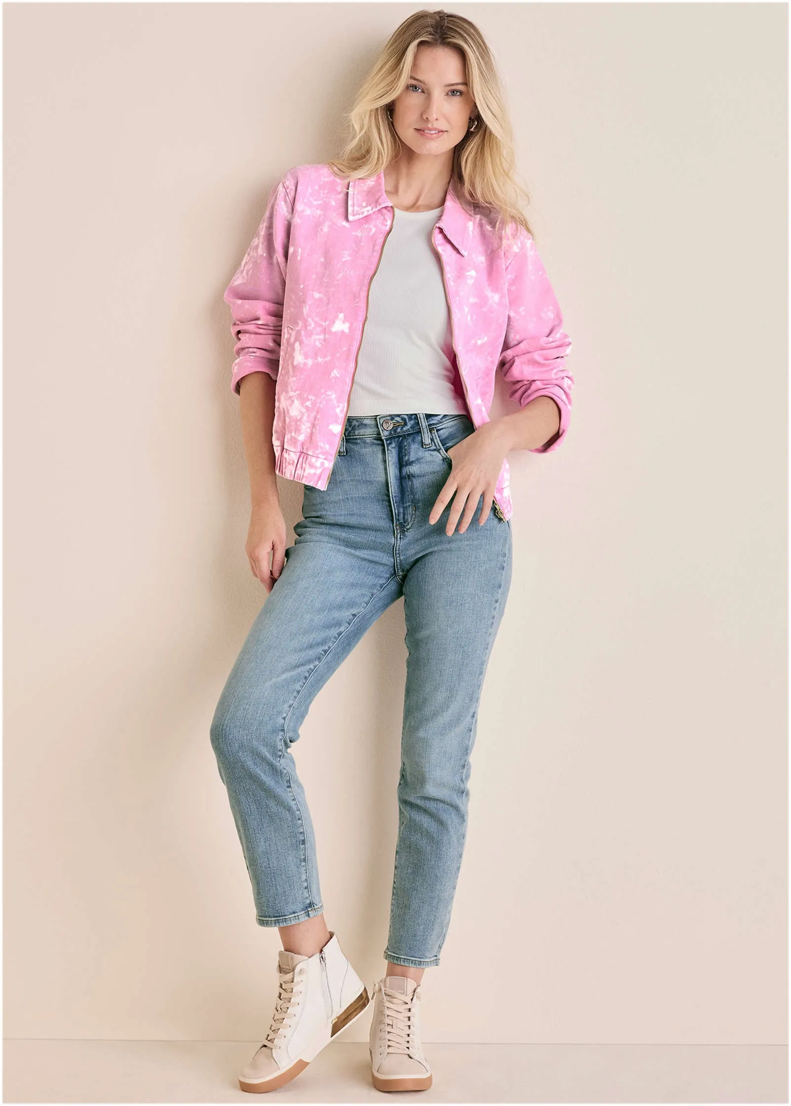 Acid Wash Bomber - Pink Acid Wash sold by VENUS product image thumbnail 2