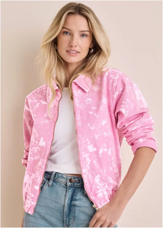 Acid Wash Bomber - Pink Acid Wash sold by VENUS