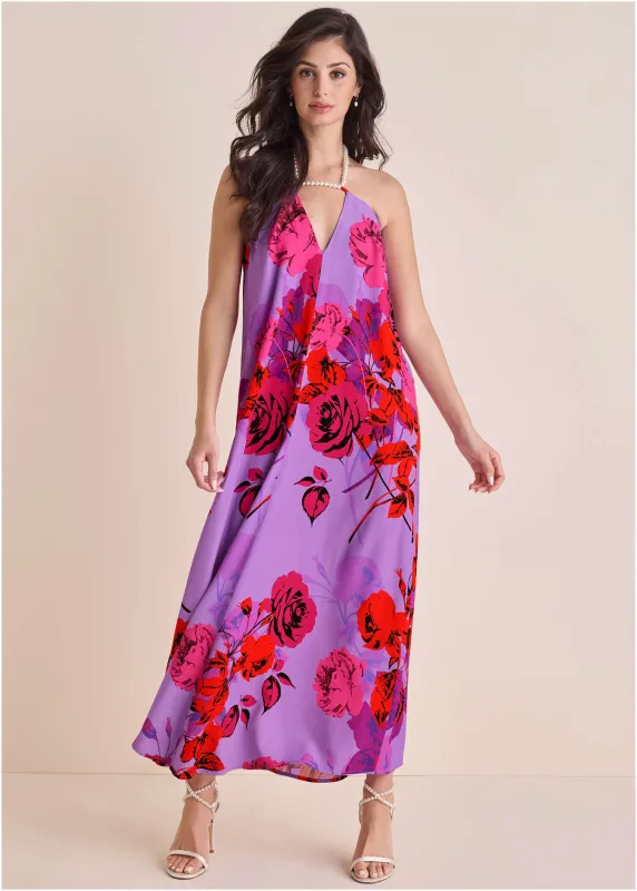 Beaded Halter Maxi - Offset Sensual Bouquet sold by VENUS