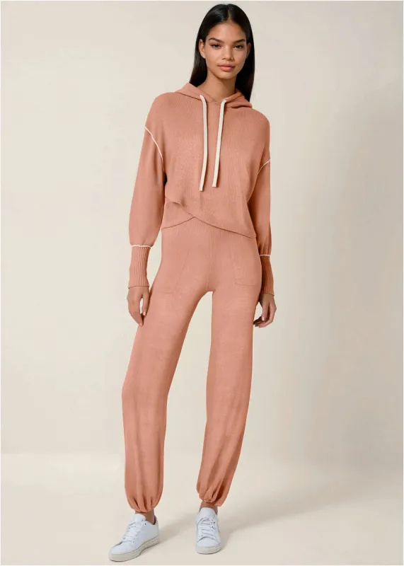 Contrast Stitch Jogger - Dusty Rose sold by VENUS