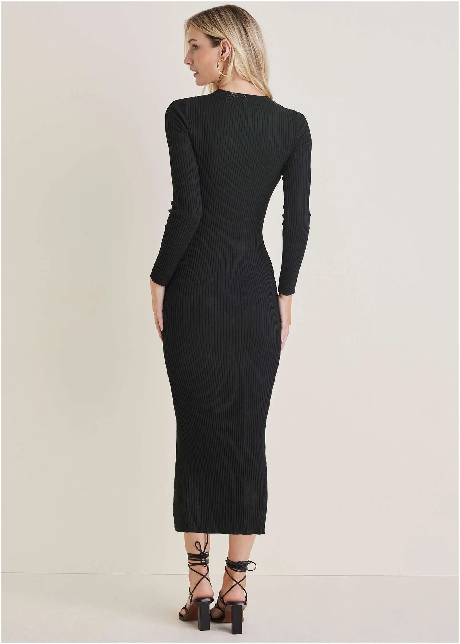 Ribbed Maxi Sweater Dress - Jet Black sold by VENUS product image thumbnail 2