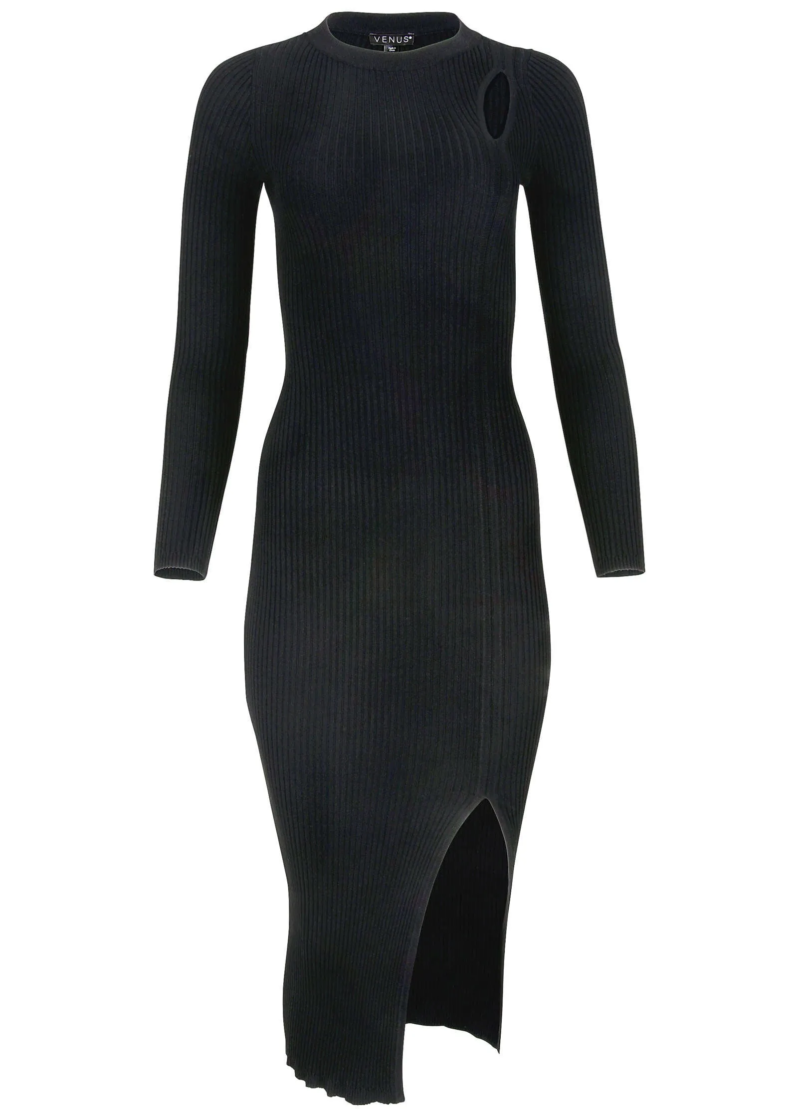 Ribbed Maxi Sweater Dress - Jet Black sold by VENUS product image thumbnail 4