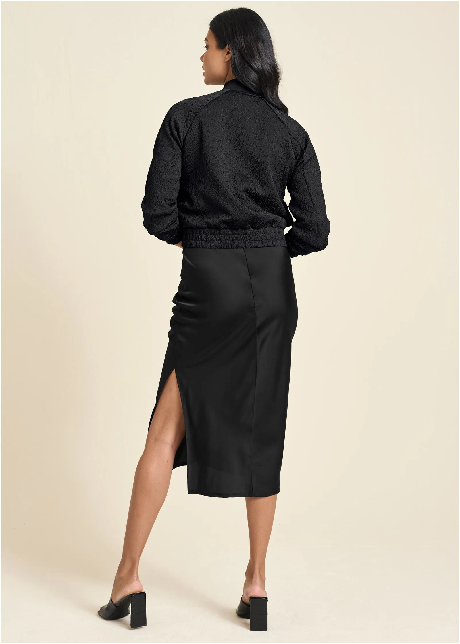 Texture Bomber Jacket - Jet Black sold by VENUS product image thumbnail 2