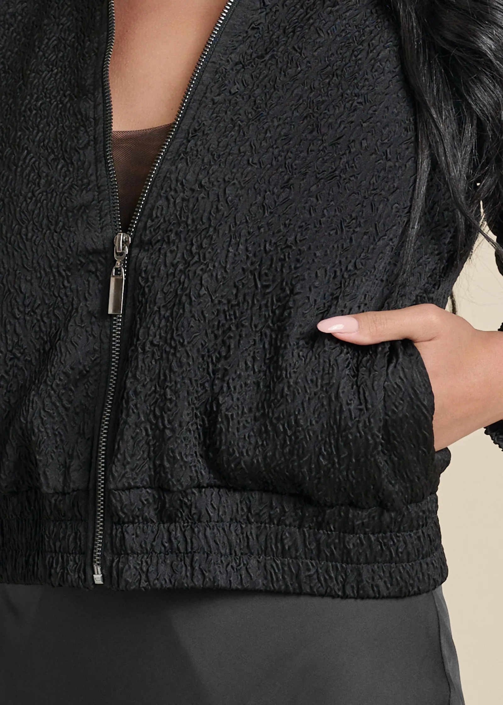 Texture Bomber Jacket - Jet Black sold by VENUS product image thumbnail 3
