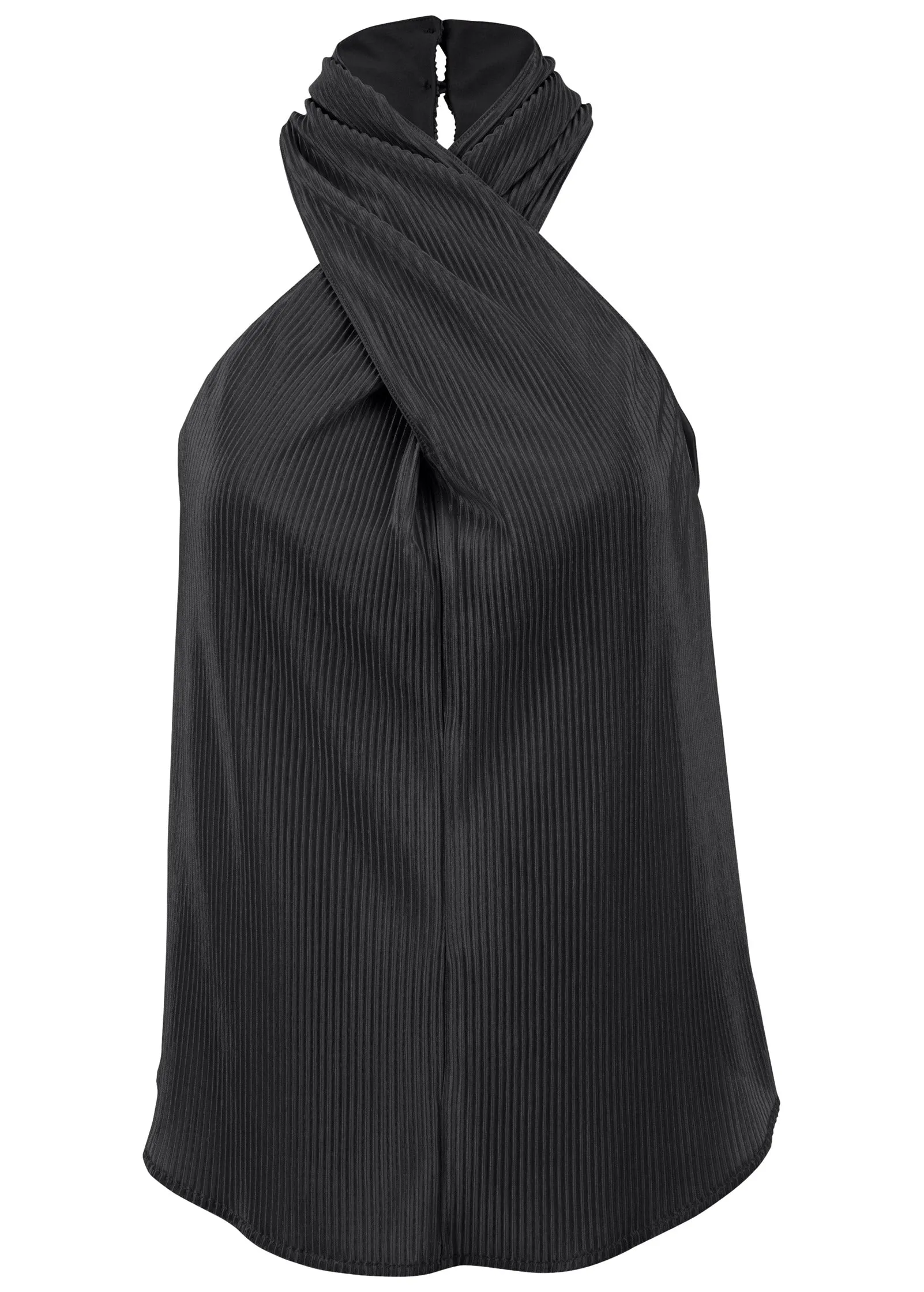 Plisse Cross Neck Tank - Jet Black sold by VENUS product image thumbnail 5