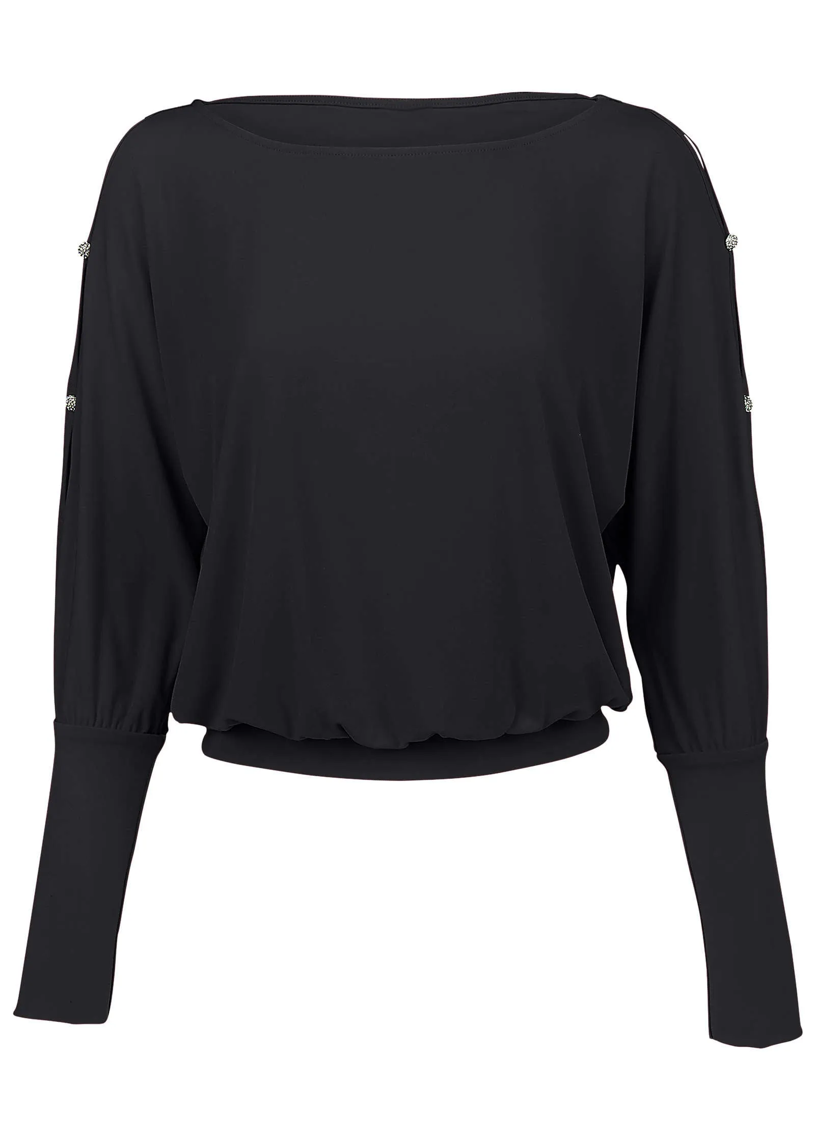 Bling Cold-Shoulder Blouse - Jet Black sold by VENUS product image thumbnail 3
