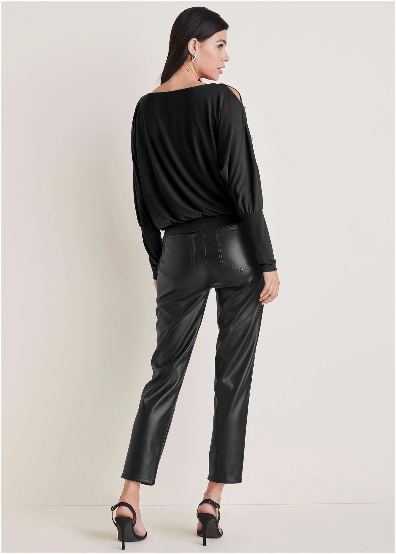 Bling Cold-Shoulder Blouse - Jet Black sold by VENUS product image thumbnail 2