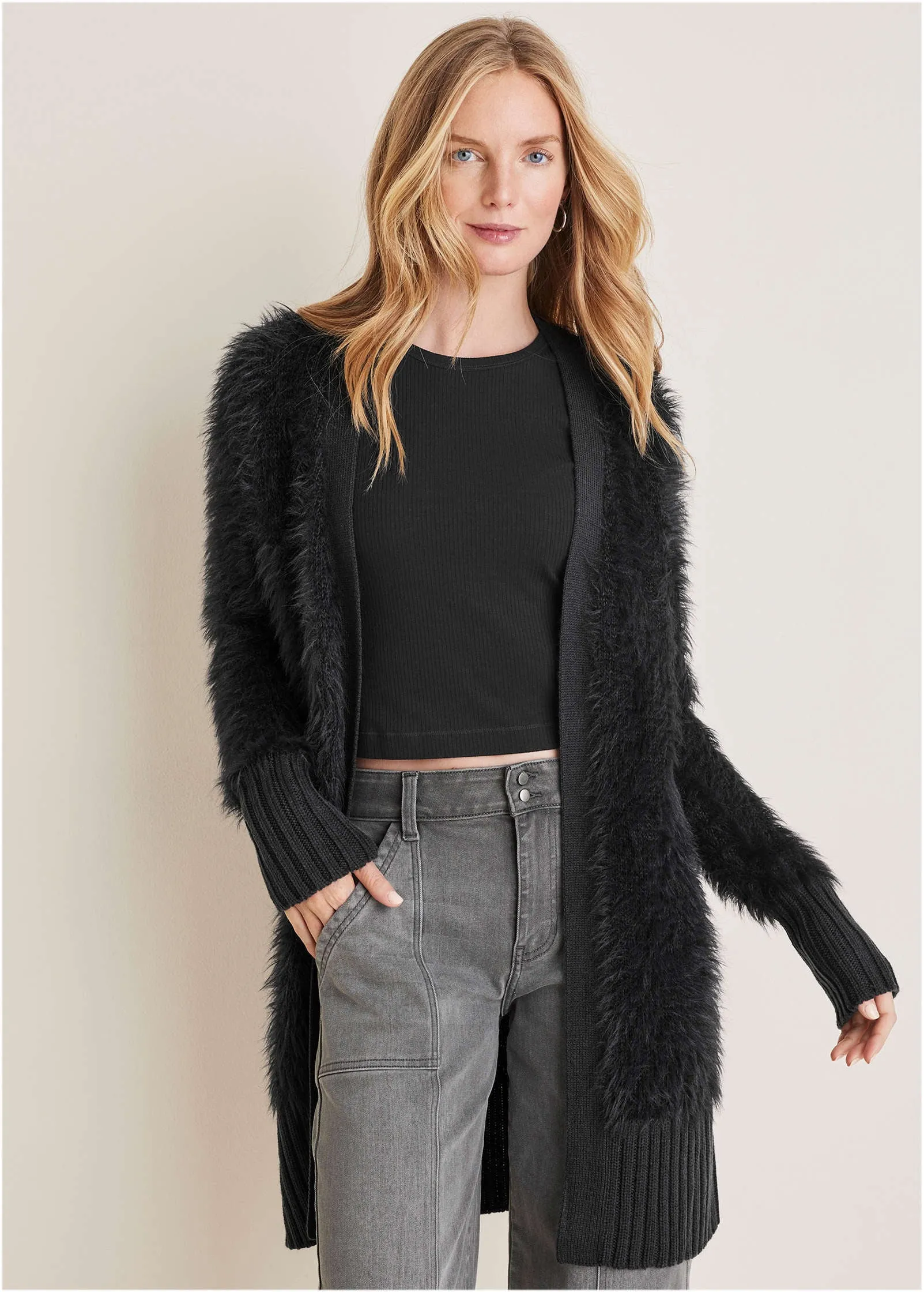 Eyelash Cardigan - Jet Black sold by VENUS