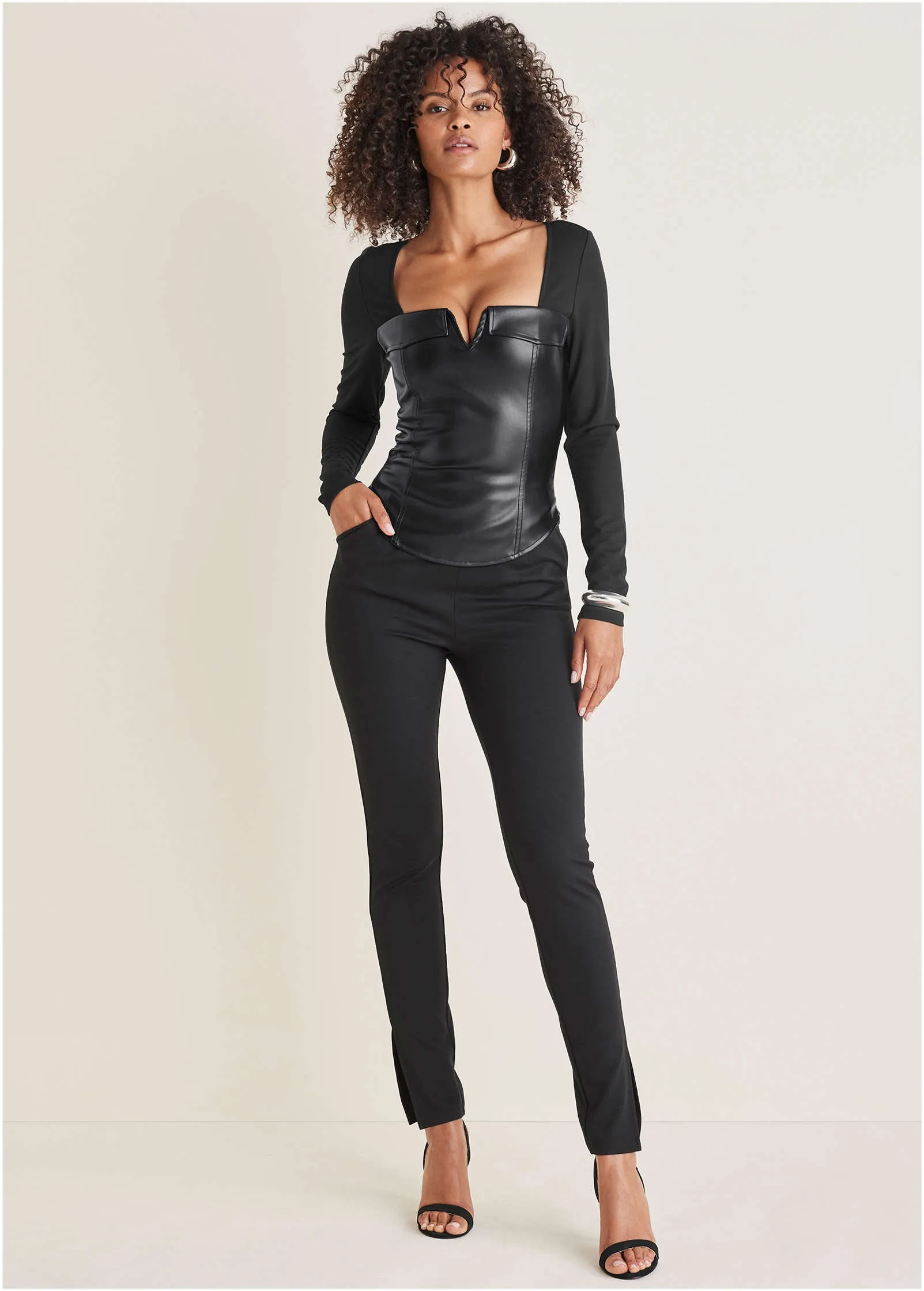 Faux Leather Corset Top - Jet Black sold by VENUS product image thumbnail 2