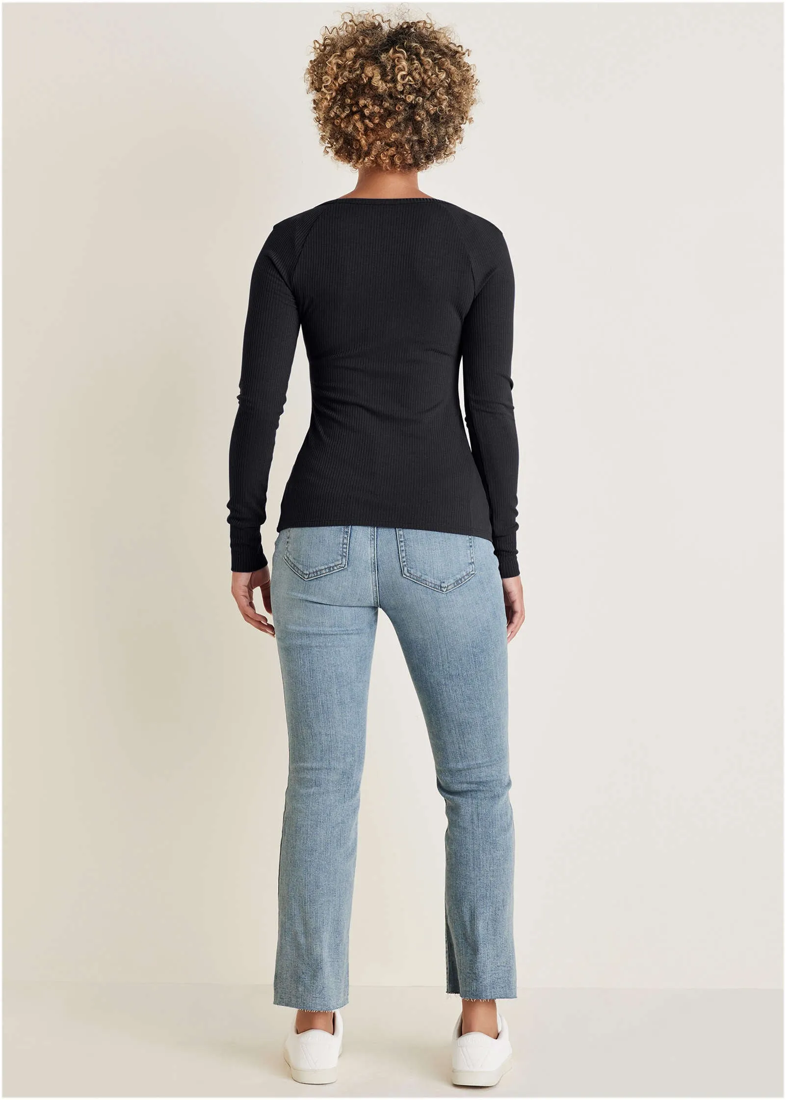 Long Sleeve Henley Tee - Jet Black sold by VENUS product image thumbnail 3