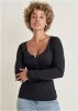 Long Sleeve Henley Tee - Jet Black sold by VENUS