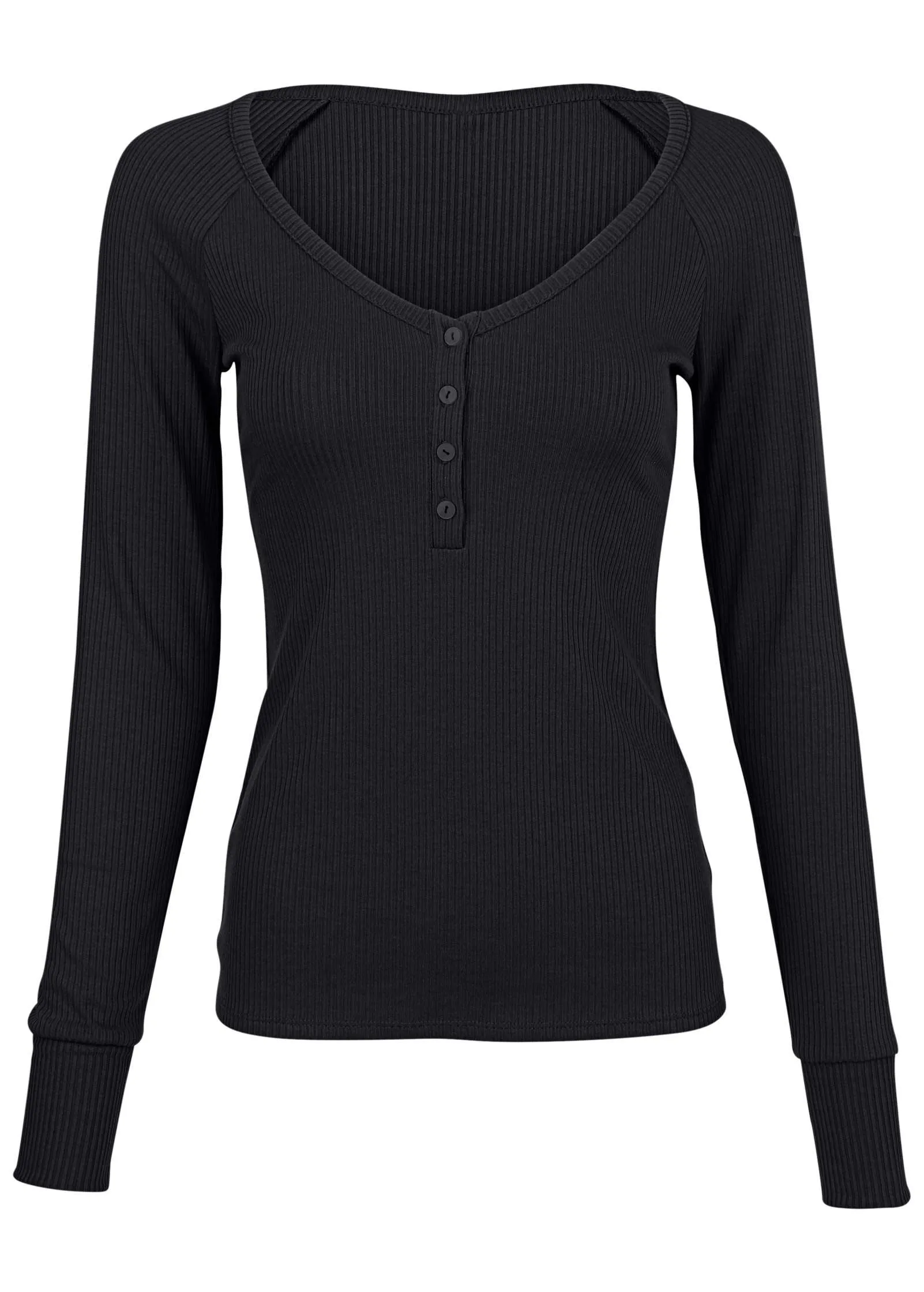 Long Sleeve Henley Tee - Jet Black sold by VENUS product image thumbnail 4