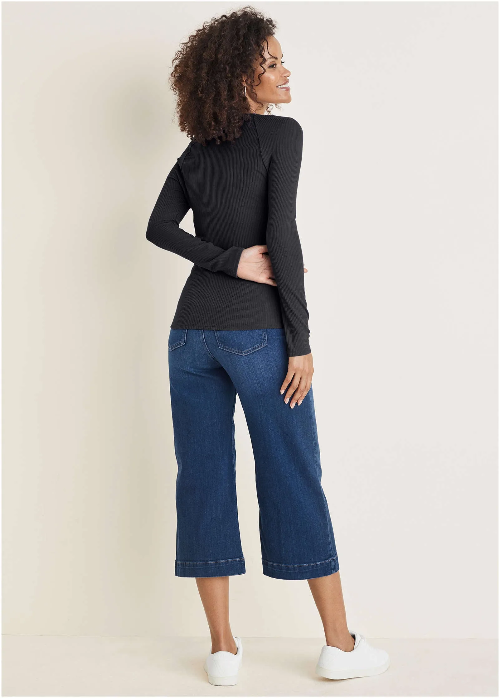 Deep Scoop Neck Ribbed Top - Jet Black sold by VENUS product image thumbnail 2