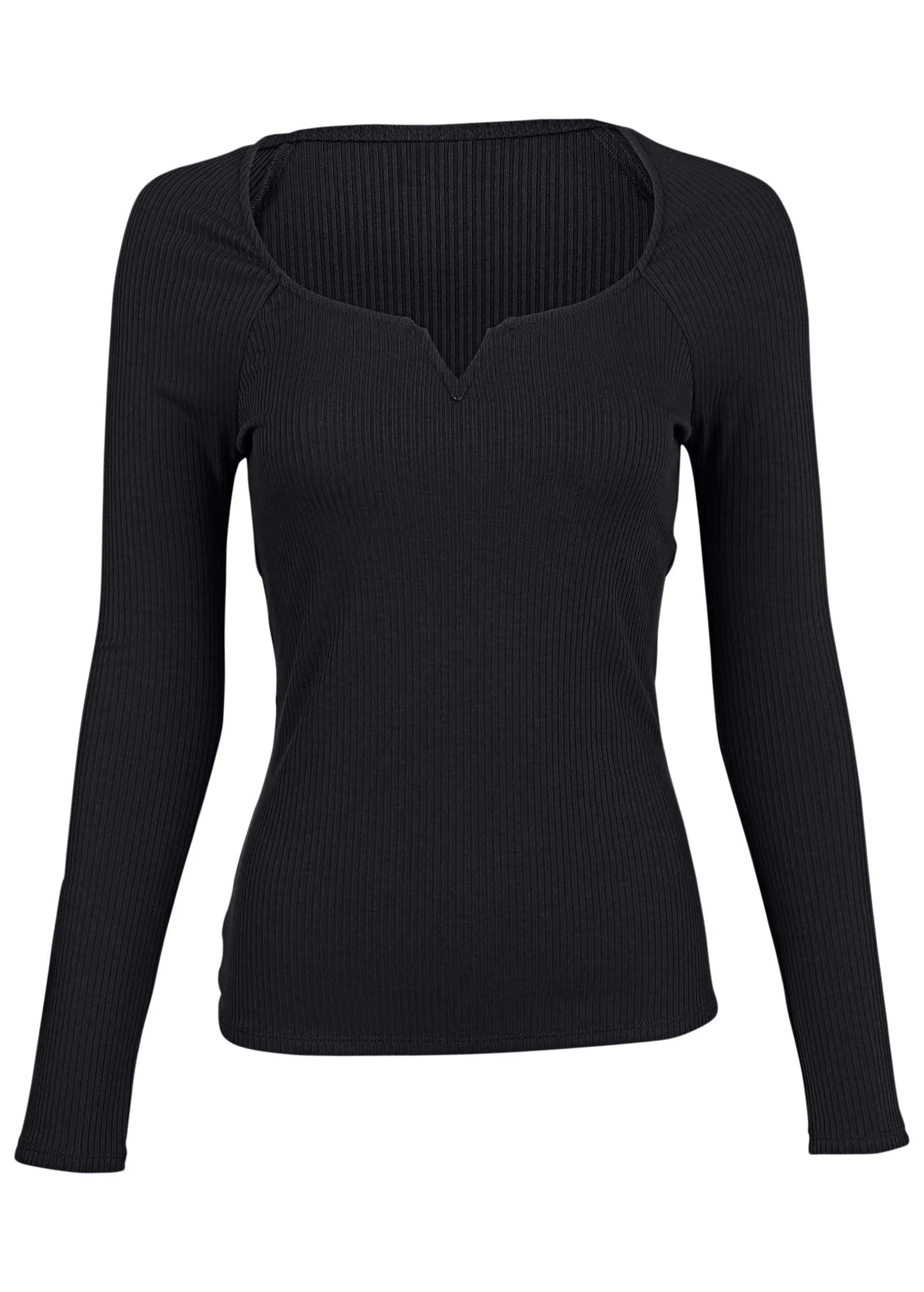 Deep Scoop Neck Ribbed Top - Jet Black sold by VENUS product image thumbnail 3