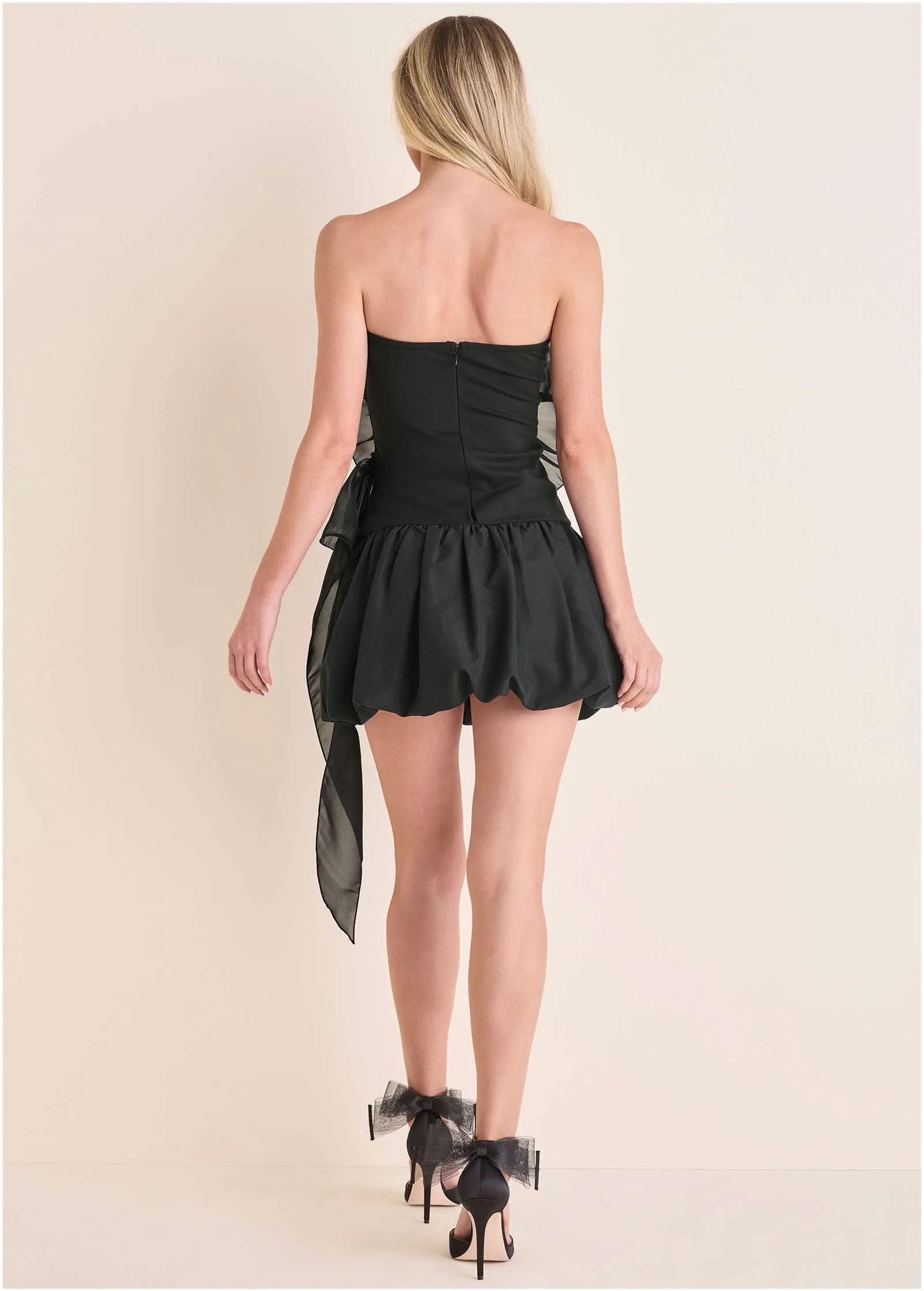 Rosette Bubble Mini Dress - Jet Black sold by VENUS product image thumbnail 2