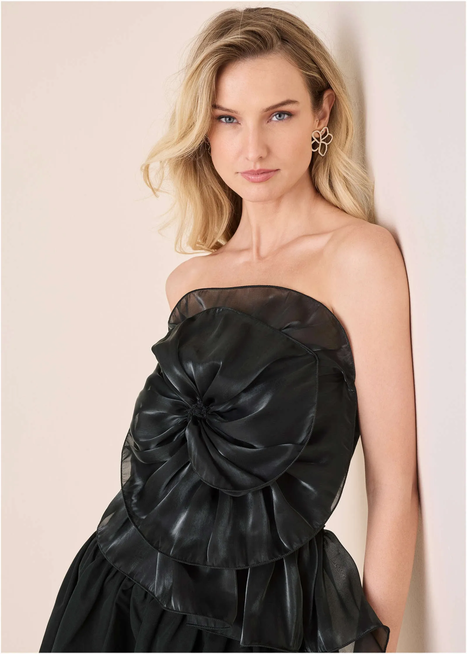 Rosette Bubble Mini Dress - Jet Black sold by VENUS product image thumbnail 3