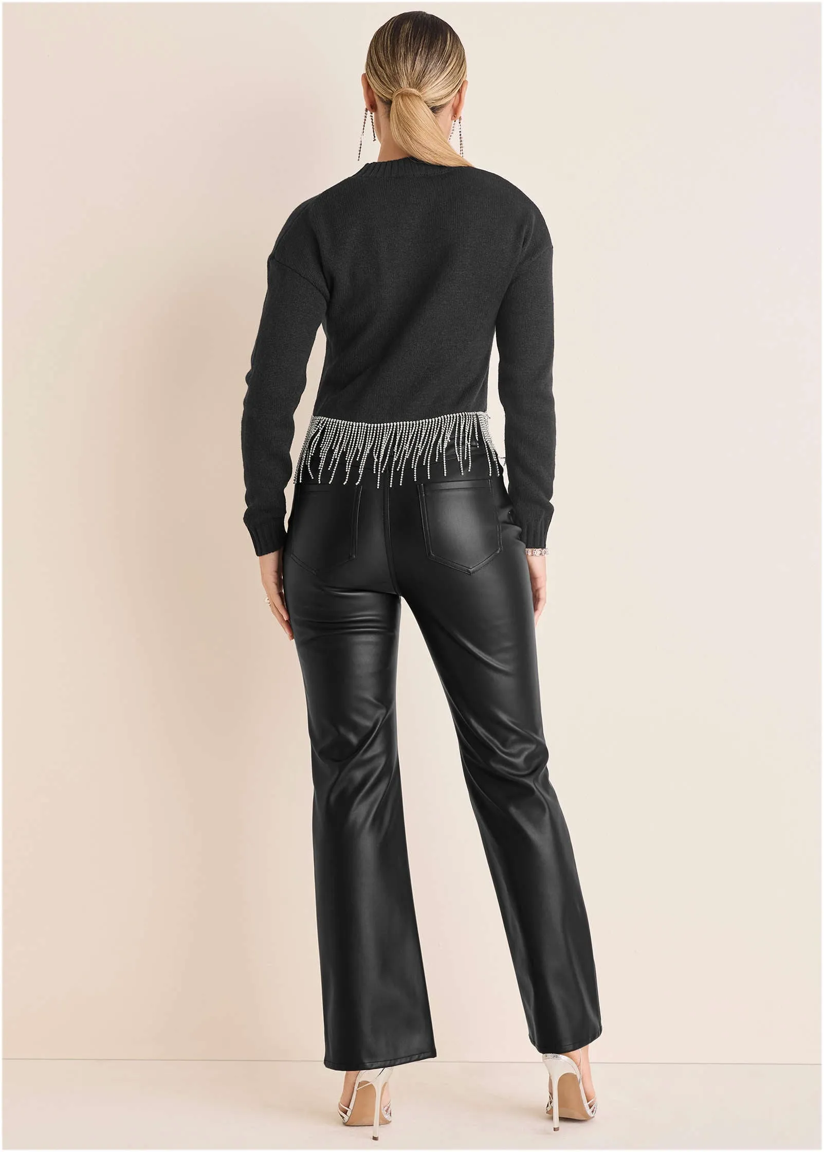 Rhinestone Trim Sweater - Jet Black sold by VENUS product image thumbnail 2