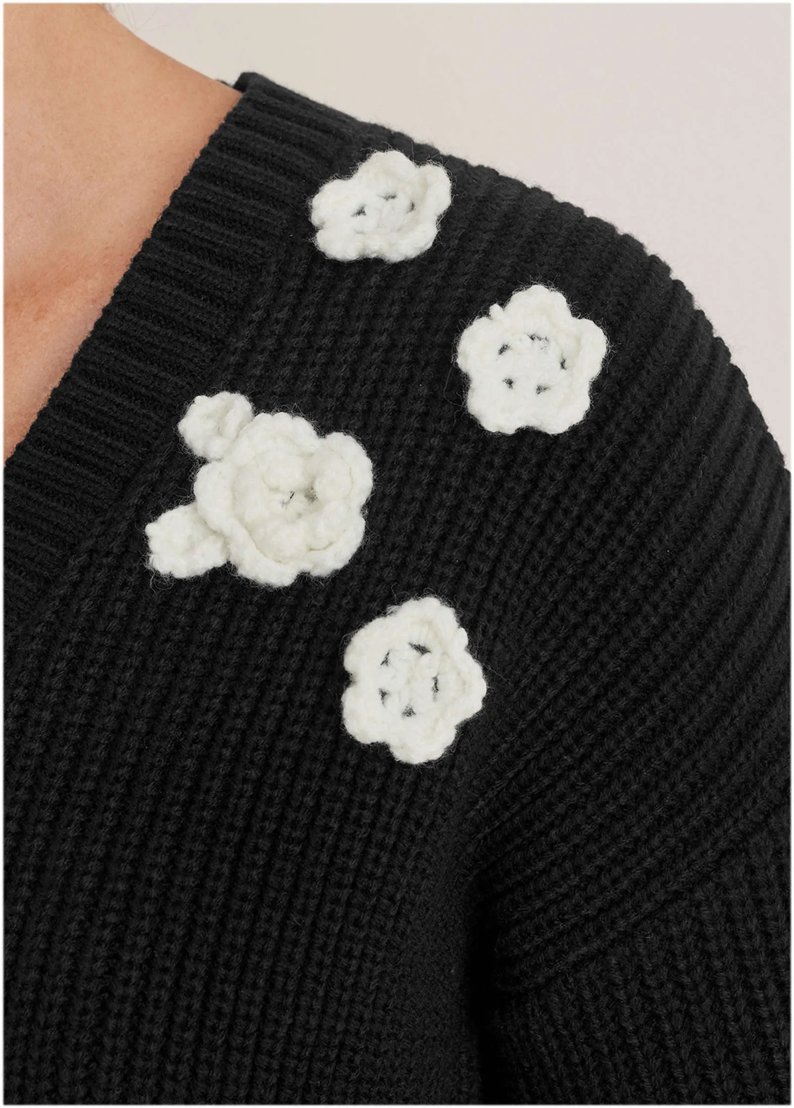 Floral Cardigan - Jet Black sold by VENUS product image thumbnail 3
