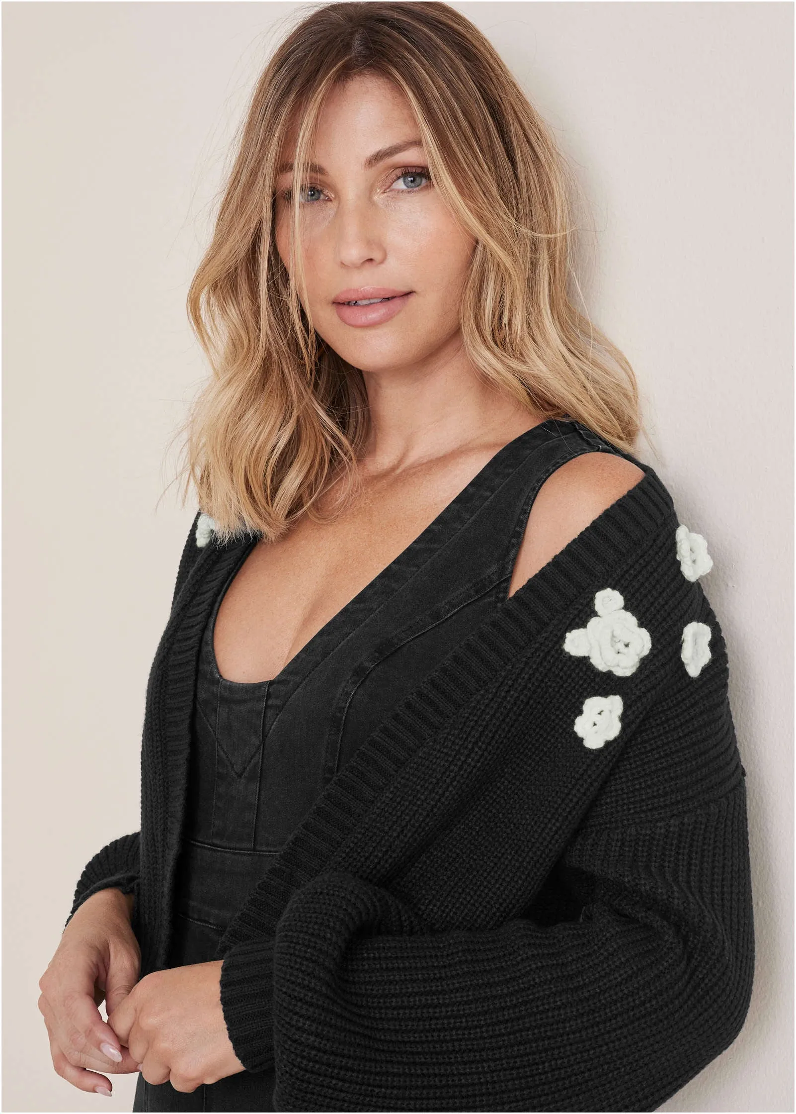 Floral Cardigan - Jet Black sold by VENUS product image thumbnail 5