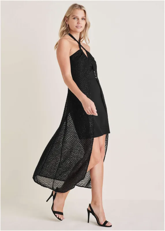 Sheer High-Low Dress - Jet Black sold by VENUS