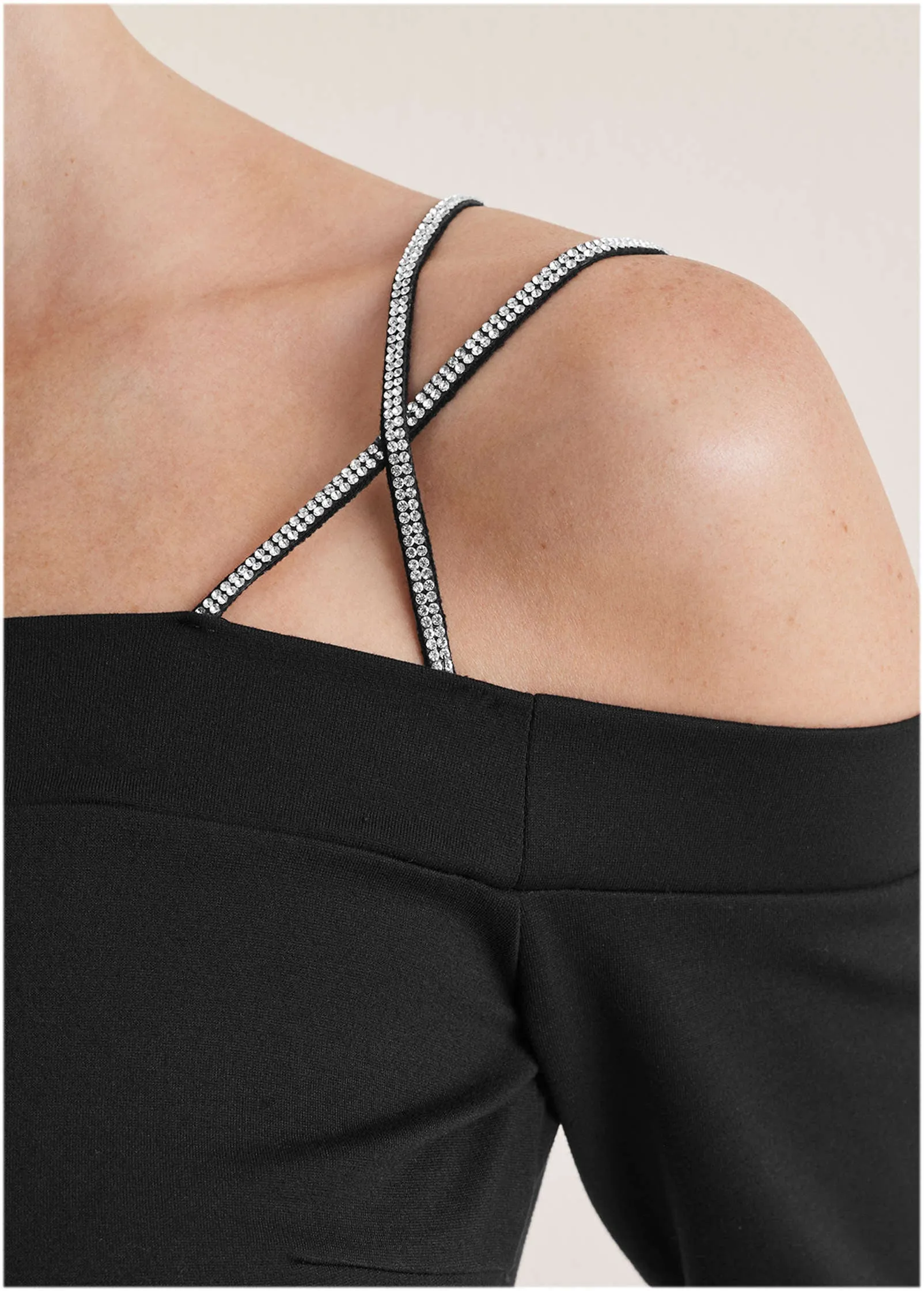 Rhinestone Strappy Top - Jet Black sold by VENUS product image thumbnail 4