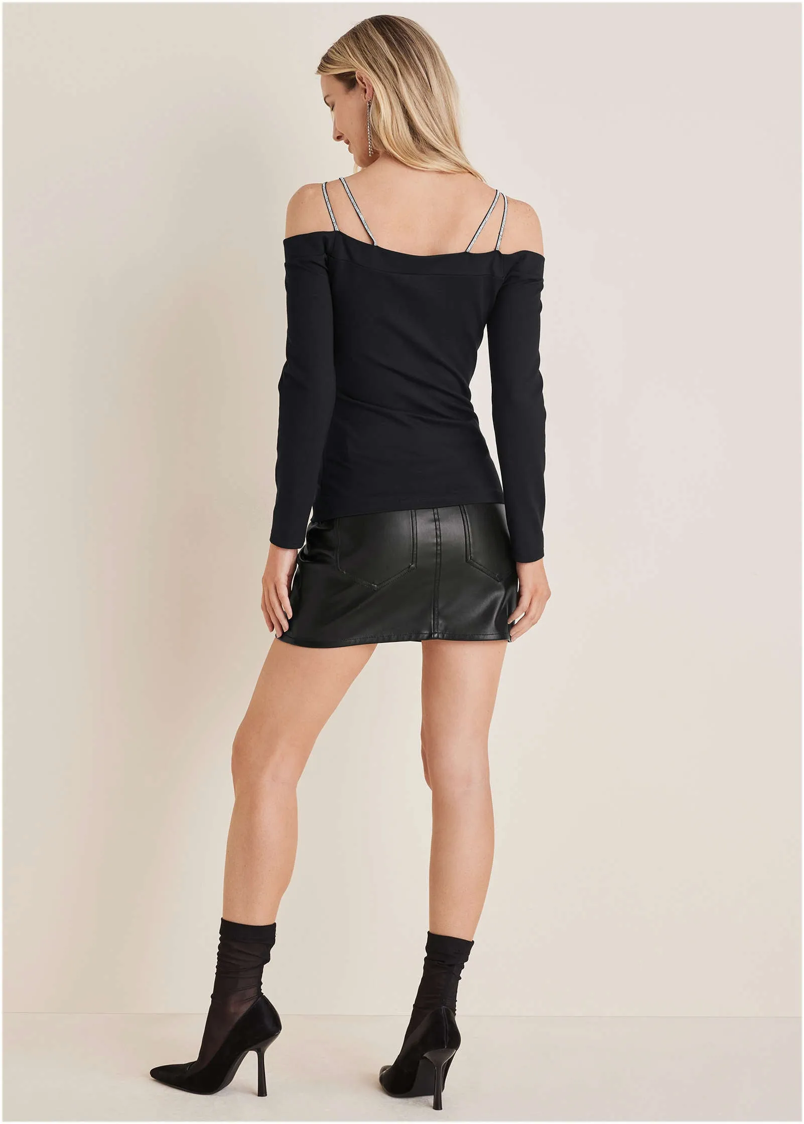 Rhinestone Strappy Top - Jet Black sold by VENUS product image thumbnail 3