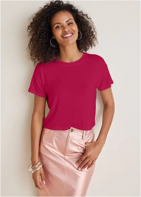 Crew Neck Tee - Persian Red sold by VENUS