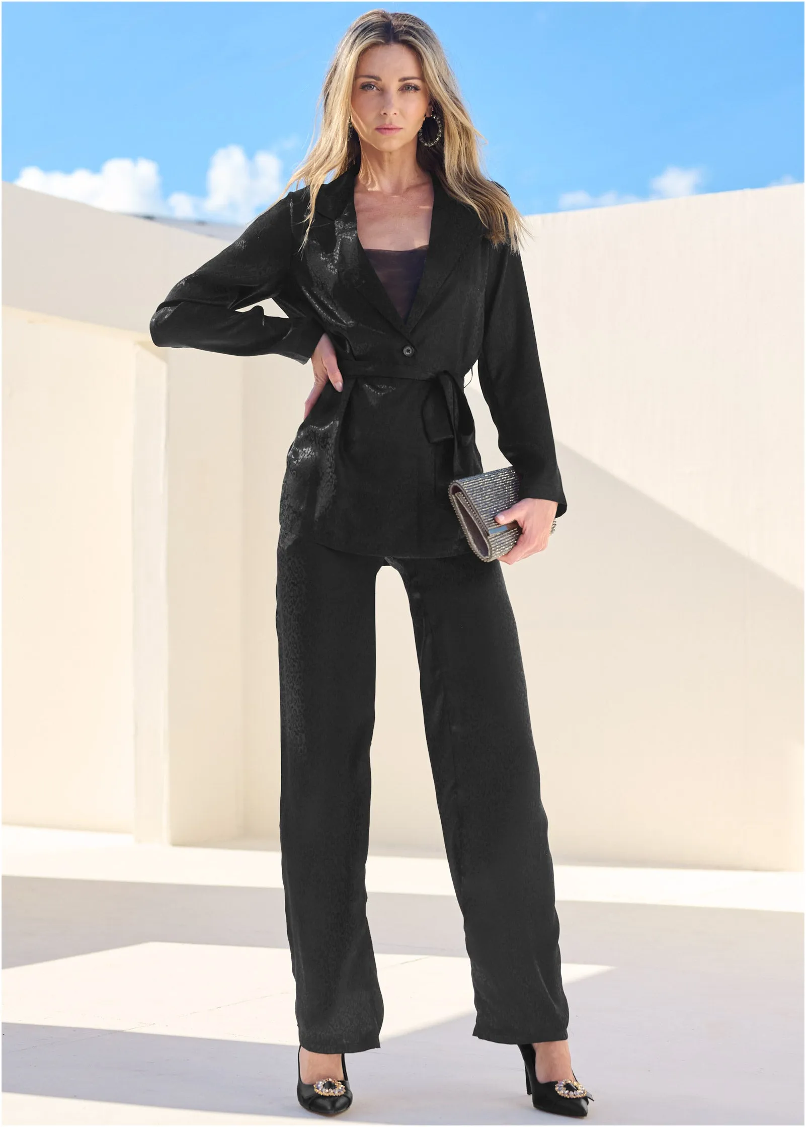 Jacquard Pant Set - Jet Black sold by VENUS