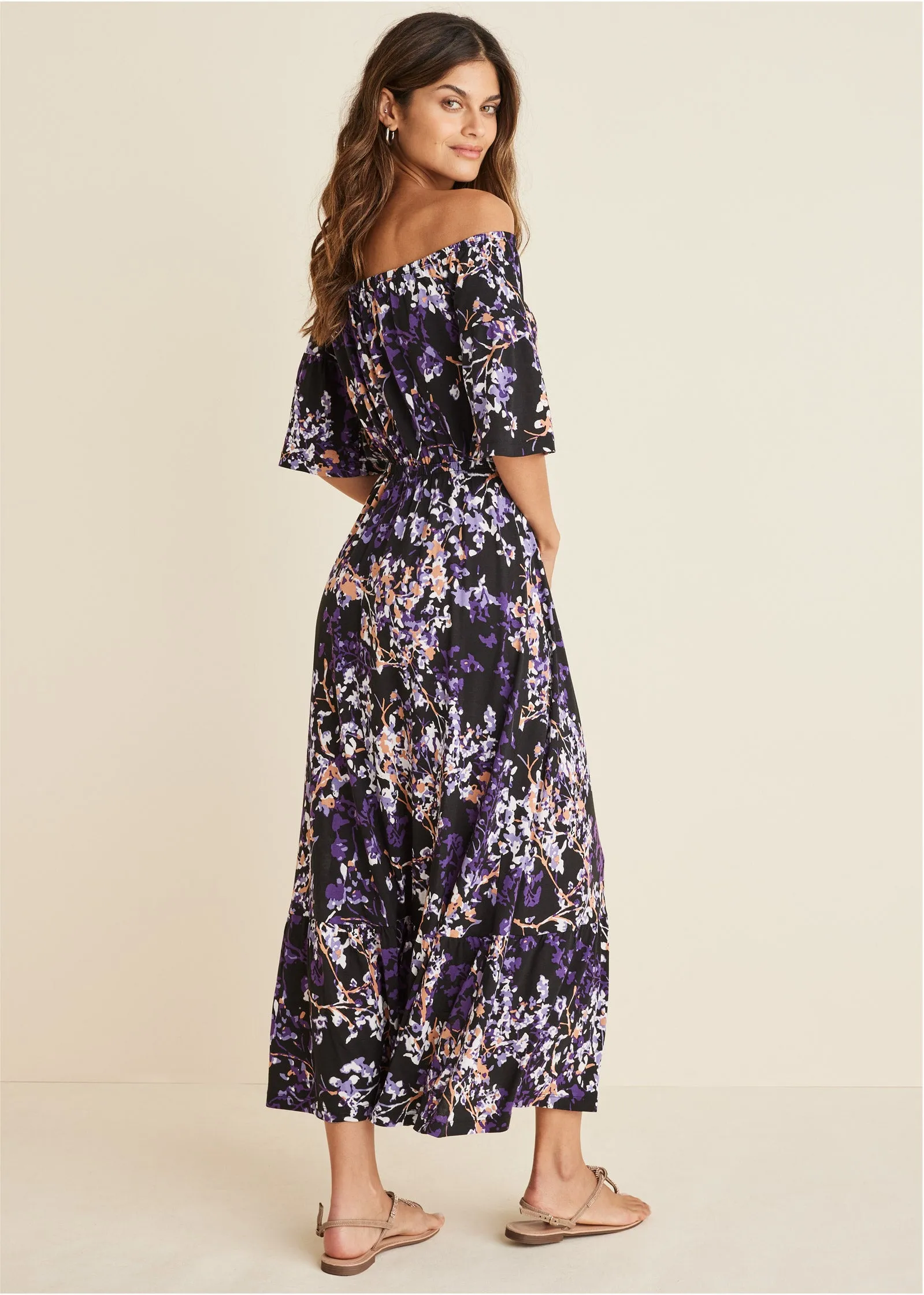 Off-The-Shoulder Maxi Dress - Purple Multi sold by VENUS product image thumbnail 2