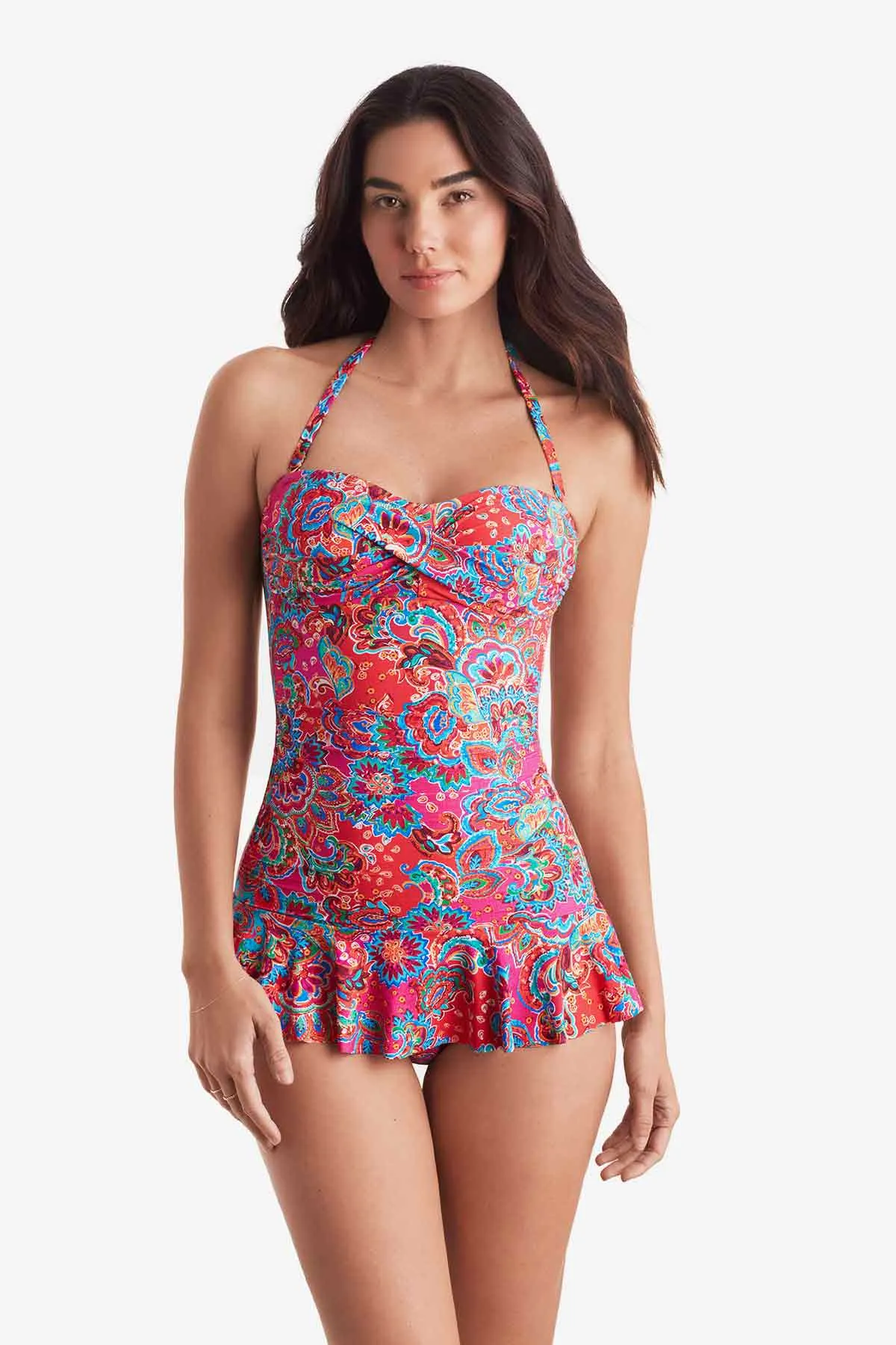 Aria Skirted One Piece - Island Paisley sold by VENUS
