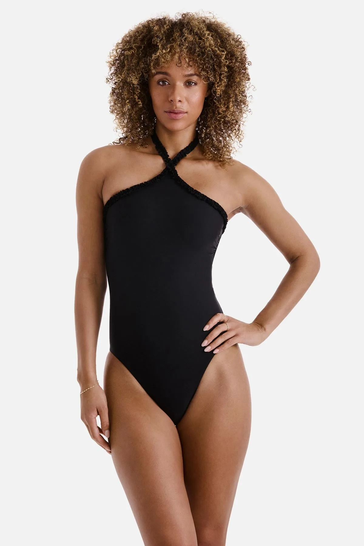 Sonny High Neck One Piece - Black sold by VENUS