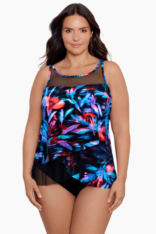 Plus Size Mirage Tankini Top in Fuego Floral sold by VENUS