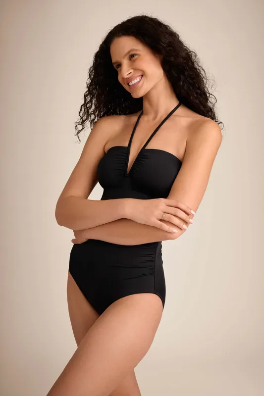 Sutton V-Wire Bandeau One Piece - Black made by VENUS