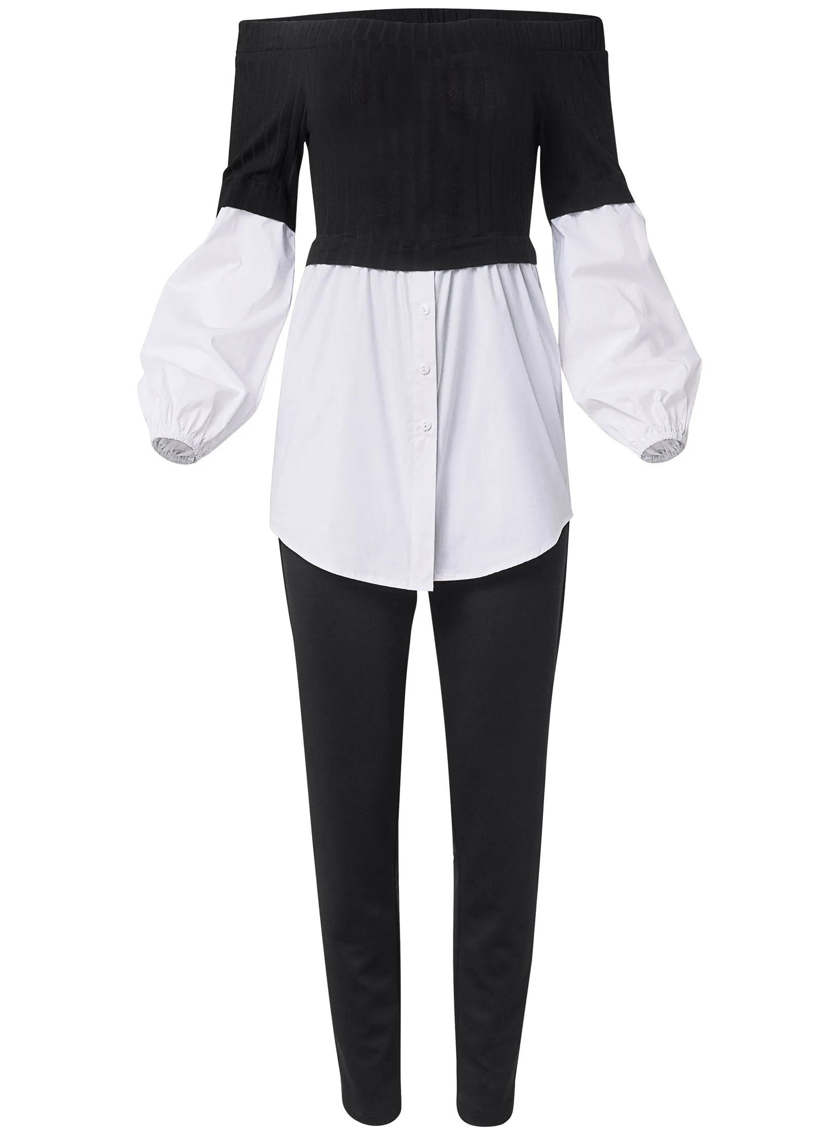 Layered Shirting Jumpsuit - Black & White sold by VENUS product image thumbnail 5