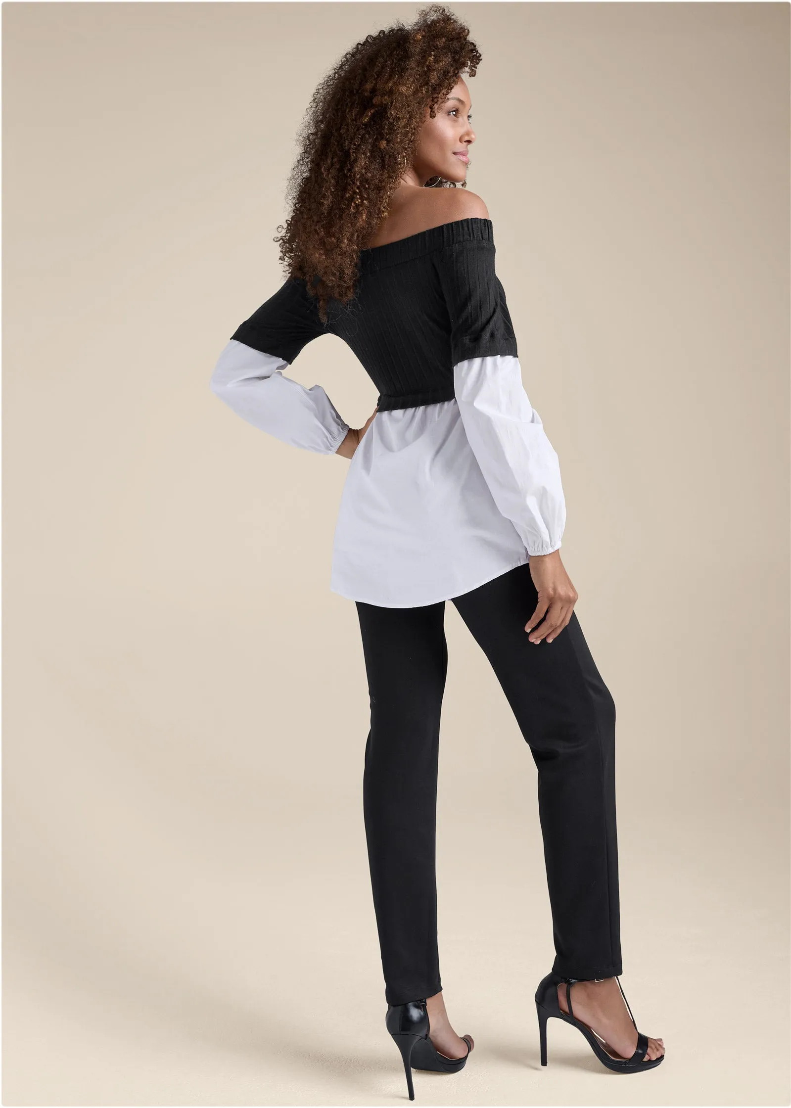 Layered Shirting Jumpsuit - Black & White sold by VENUS product image thumbnail 2