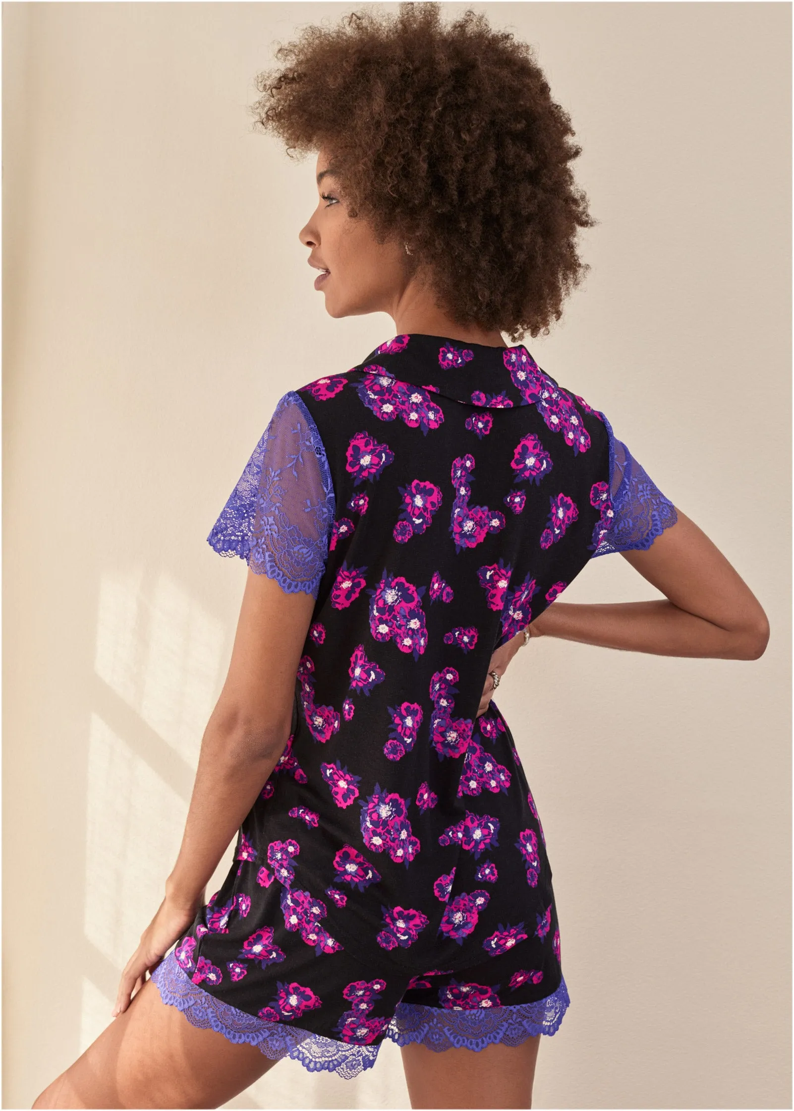Lace Trim Pajama Set - Purple Bloom sold by VENUS product image thumbnail 2