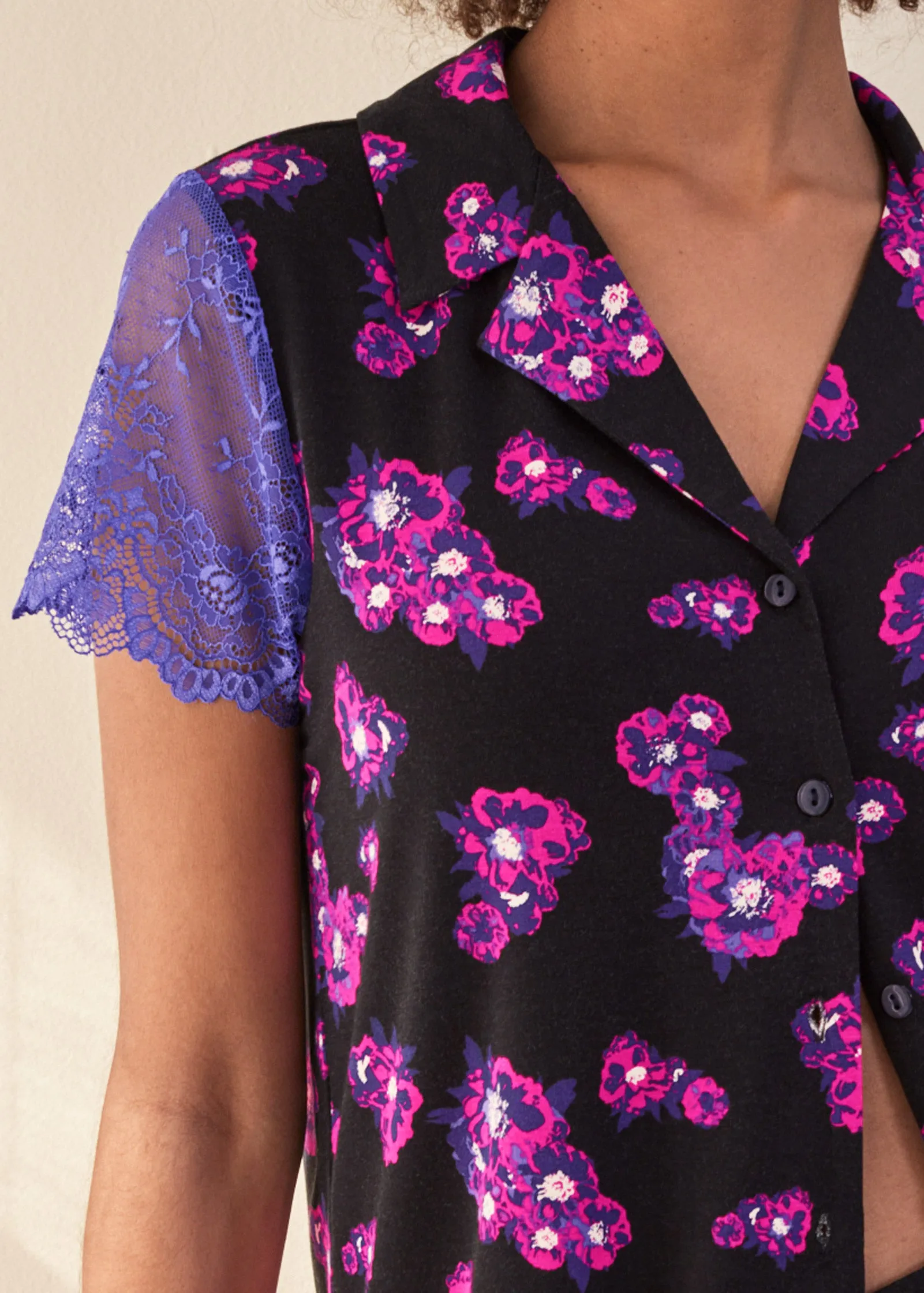 Lace Trim Pajama Set - Purple Bloom sold by VENUS product image thumbnail 3