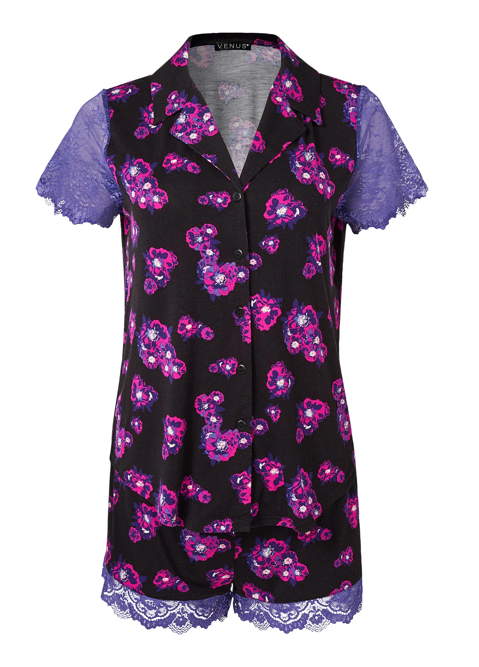 Lace Trim Pajama Set - Purple Bloom sold by VENUS product image thumbnail 5