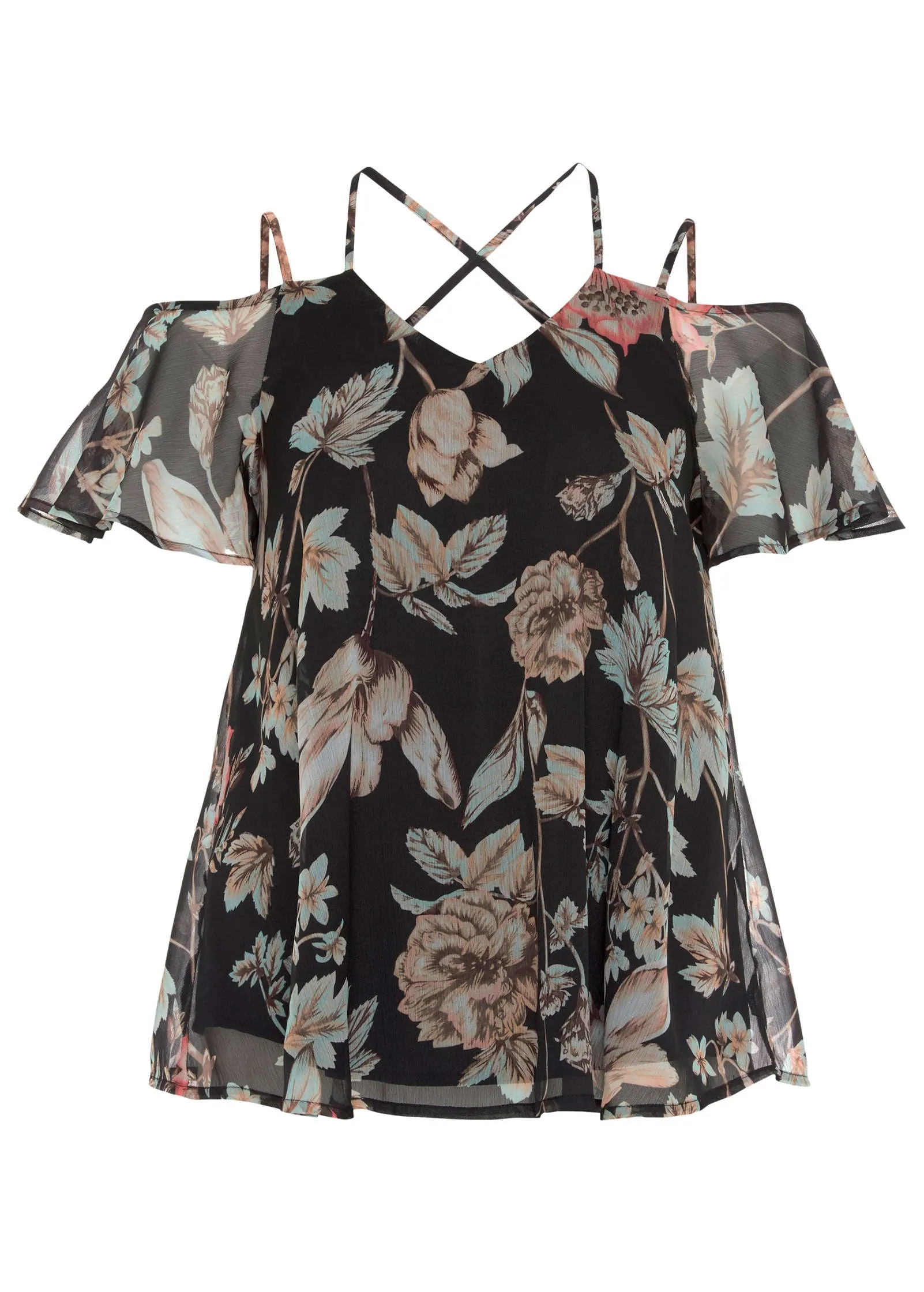Flutter Sleeve Top - Black Multi sold by VENUS product image thumbnail 3