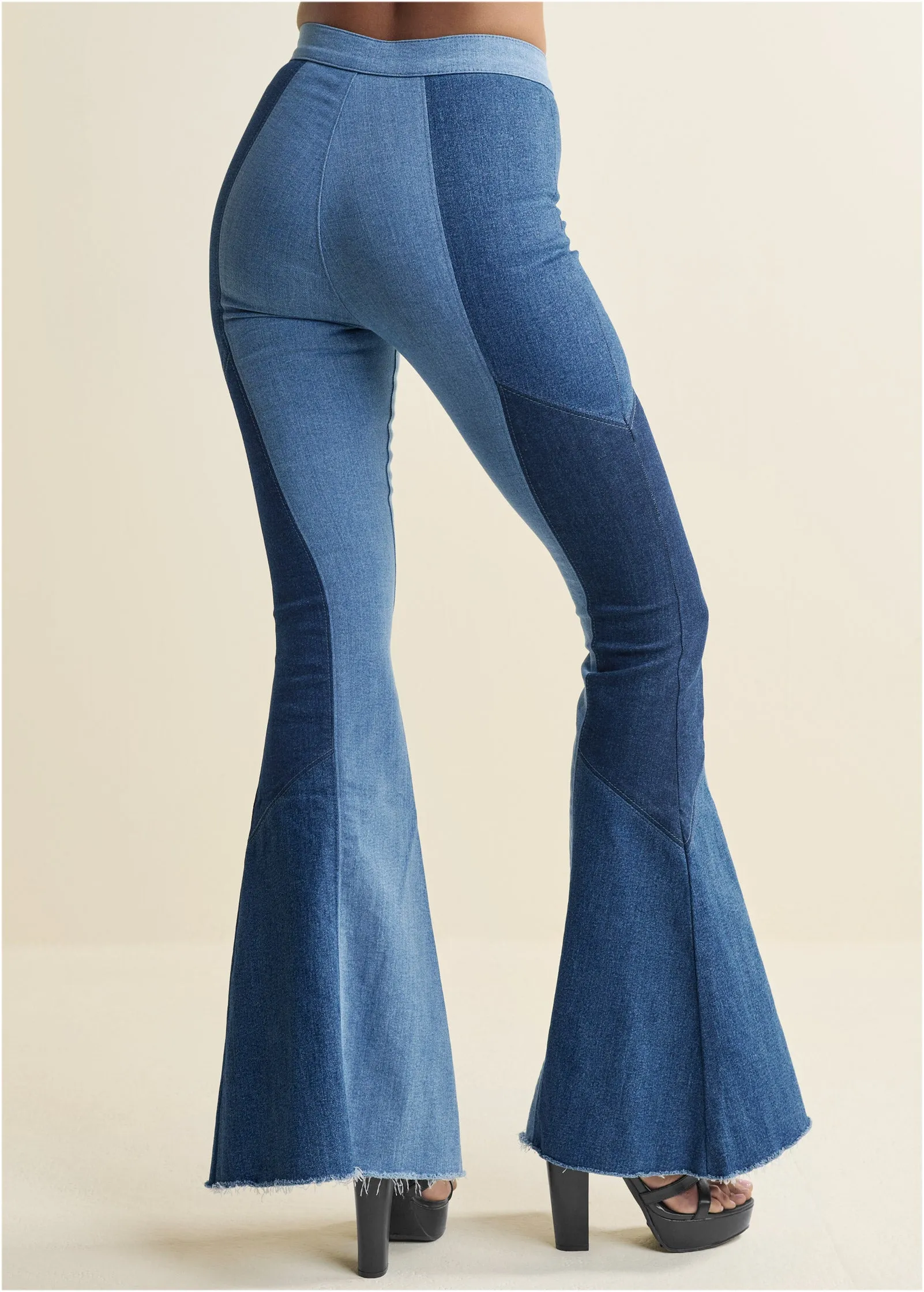 Color Block Flare Jeans - Denim Multi sold by VENUS product image thumbnail 2