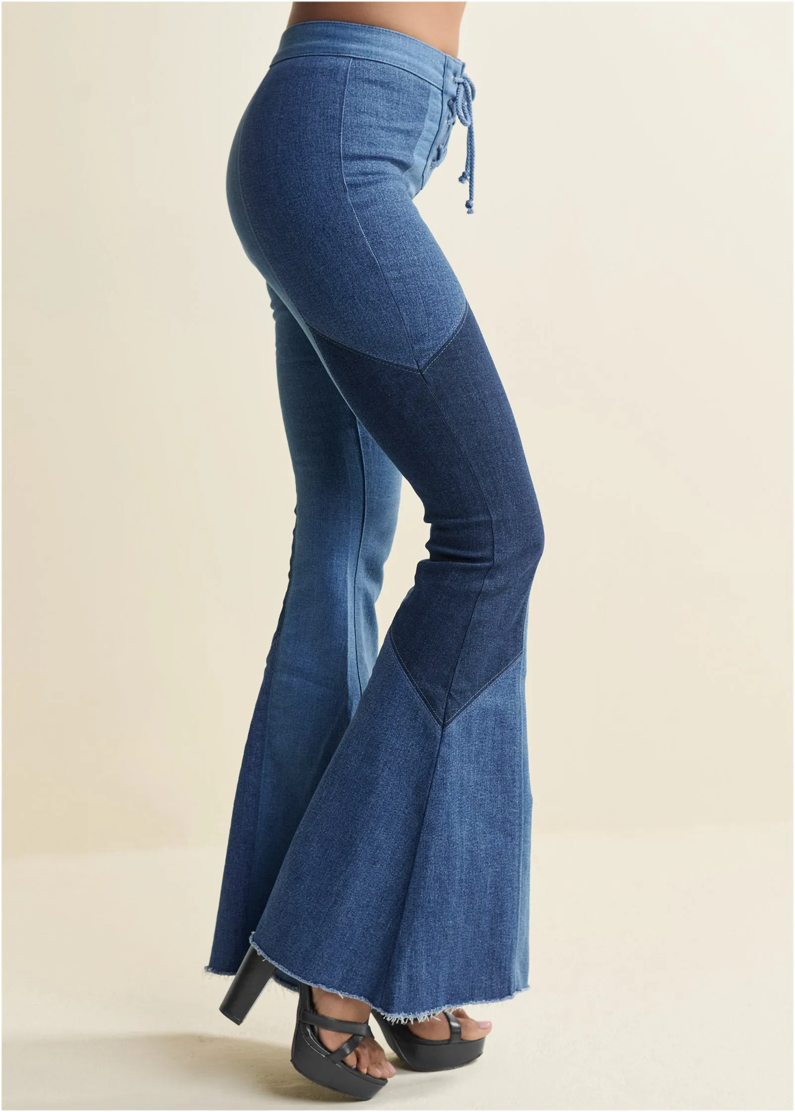 Color Block Flare Jeans - Denim Multi sold by VENUS product image thumbnail 3