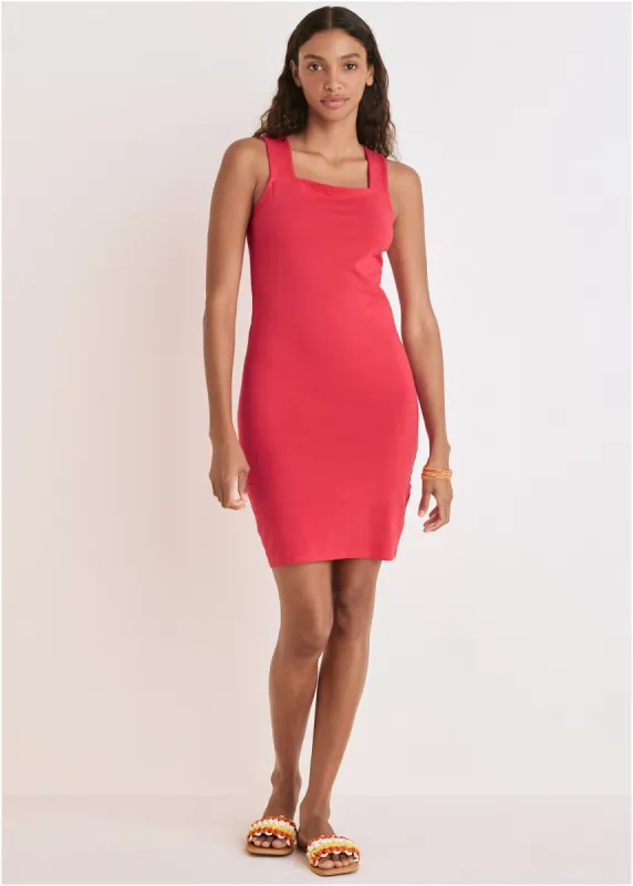 Square Neck Tank Dress - Red sold by VENUS