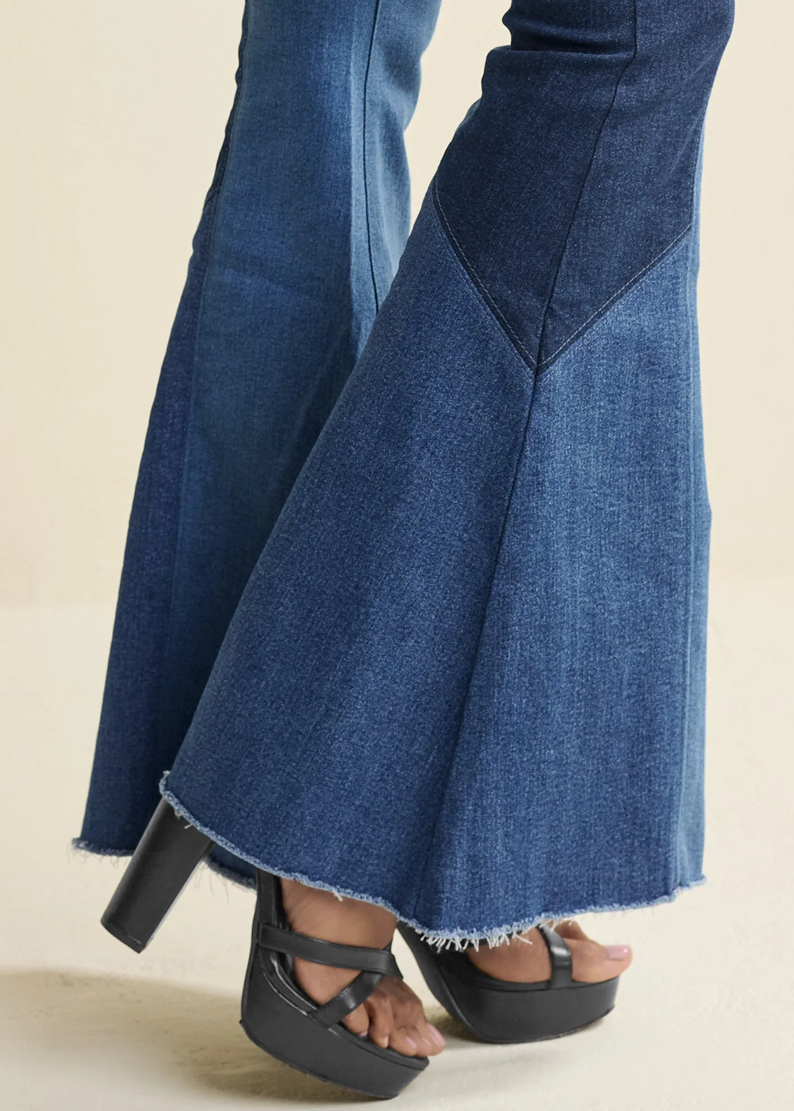 Color Block Flare Jeans - Denim Multi sold by VENUS product image thumbnail 5